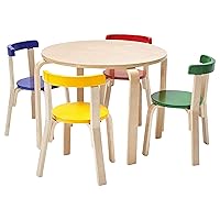 Vista 14 de ECR4Kids juego de mesa y silla de madera curvada y respaldo curvo, muebles para niños, natural, 5 piezas