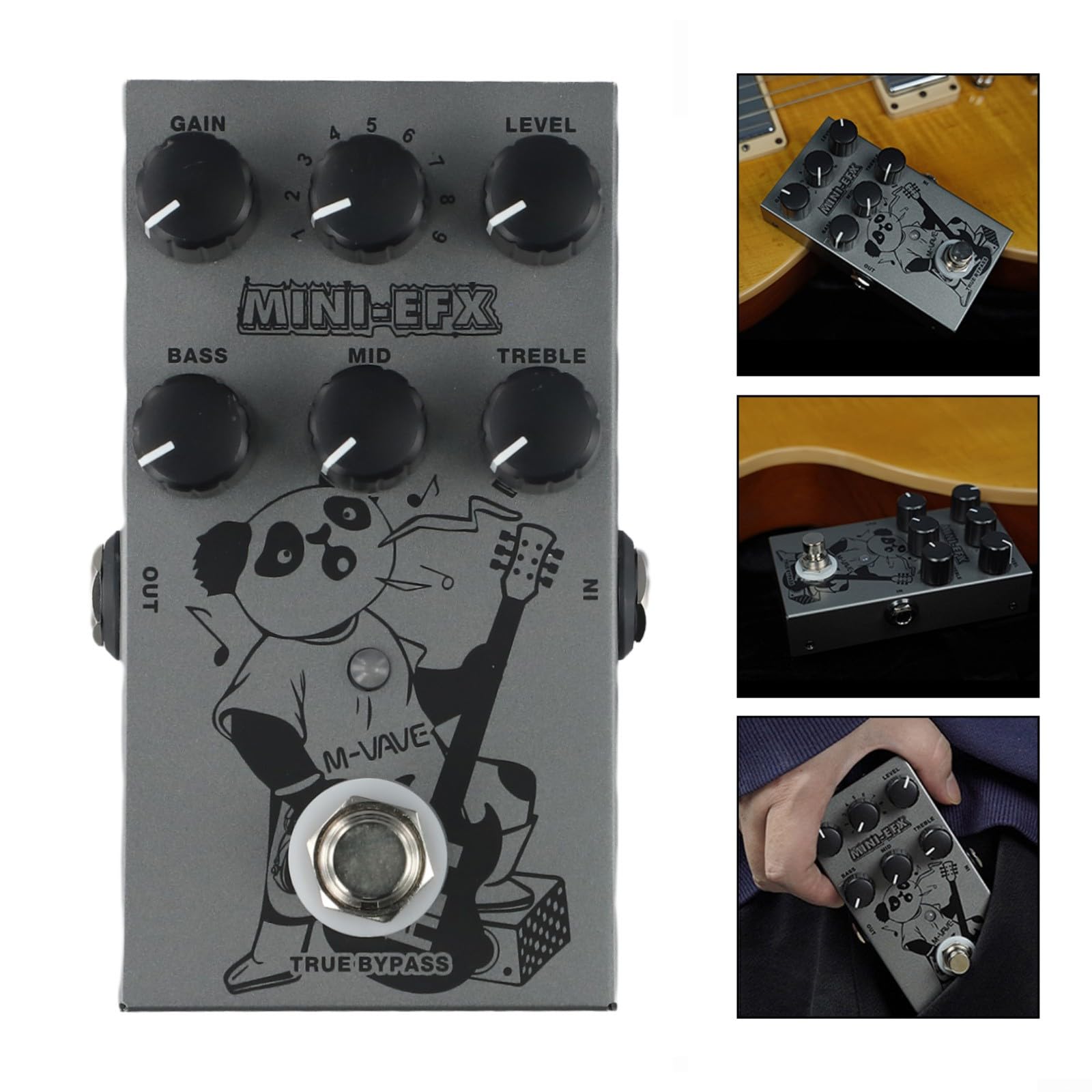 Pedale elettrico di distorsione dell'equalizzatore a tre bande con 9 toni unici per il suono della chitarra personalizzato