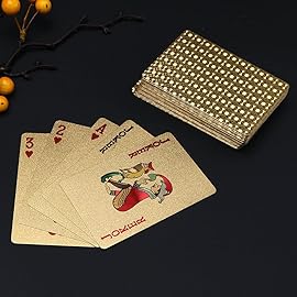 EAY Deck of Cards, Gold Deck of Cards, Gold Waterproof Playing Cards, Poker Cards, Washable & Flexible, Playing Cards 2 Pack