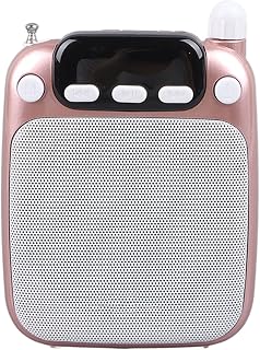 Mini Amplificador de Voz, Evita Som de Assobio Portátil Mini Amplificador de Voz Alto-falante Multifuncional para Celular Gravação de 10W Recarregável para Professor (Rosa ouro)