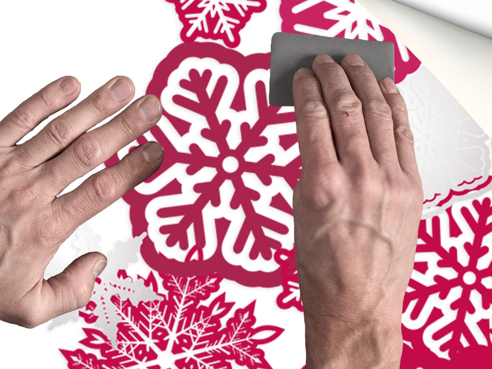 Adesivo in vinile trasparente con effetto specchio Buon Natale Albero colore rosso | 152 x 200 cm | Vinile economico e originale | Riserva bianca e fustellata
