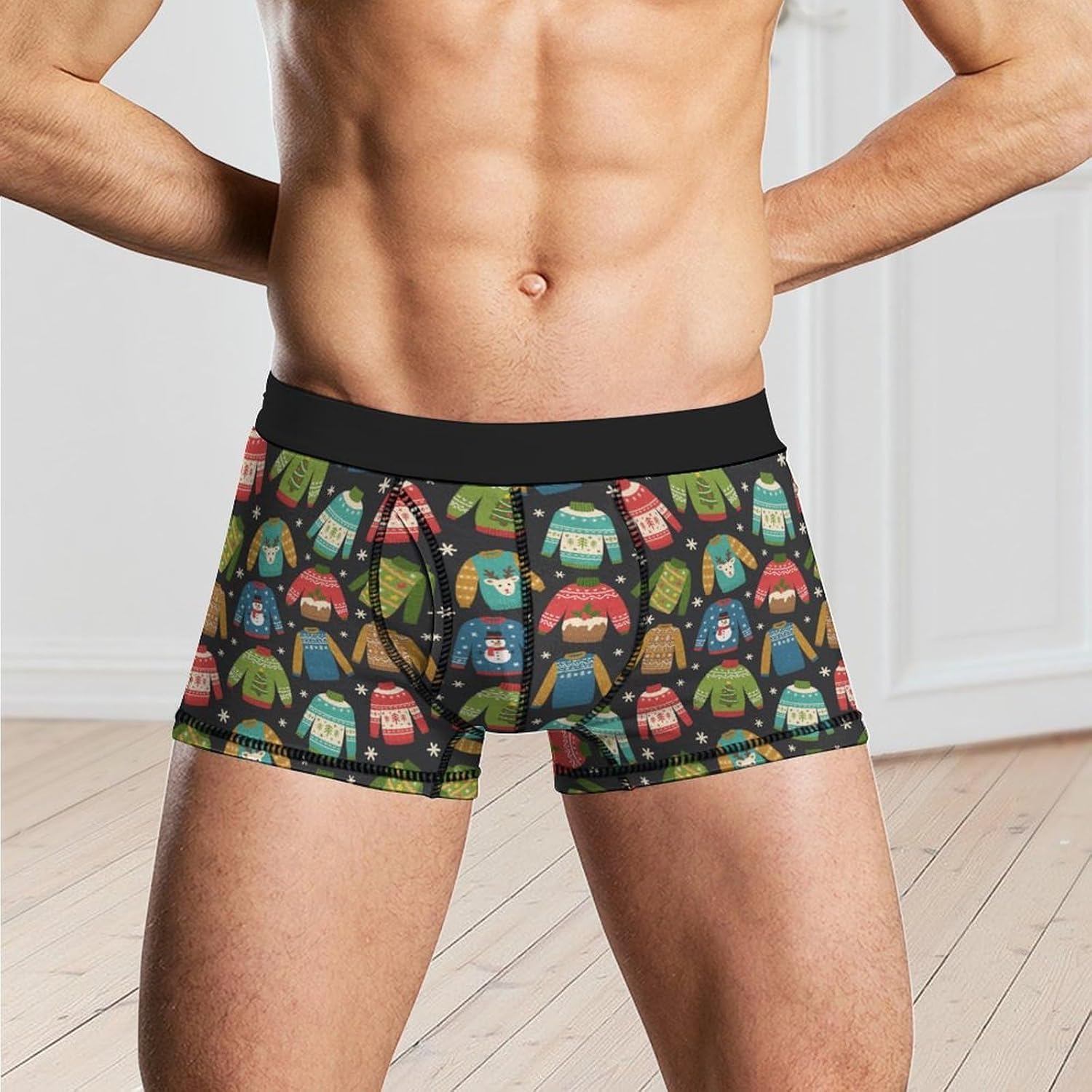 Ugly Christmas Sweaters Mens Boxer Briefs Breathable Underwear Trunks Short Pants