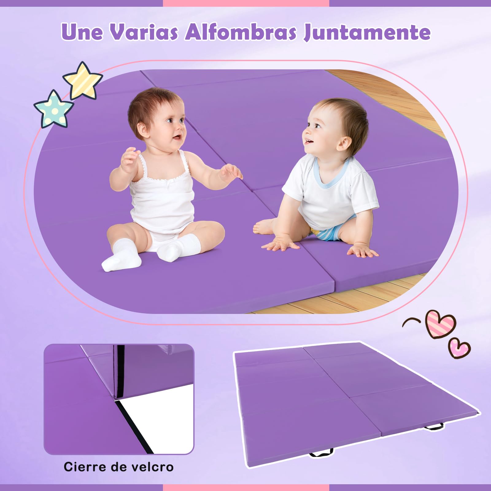 GYMAX Gymnastikmatte faltbar, tragbare Trainingsmatte mit Griffen & Klettverschlüssen, Weichbodenmatte, Turnmatte für Yoga, Gymnastik & Kampfsport, 300 x 117 x 5 cm