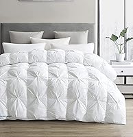 SLEEP-NEST Eastern King Weighted Down Alternative Comforter 118x110 Inch 400GSM Pinch Pleat Duvet Insert with 8 Tabs Breathable White