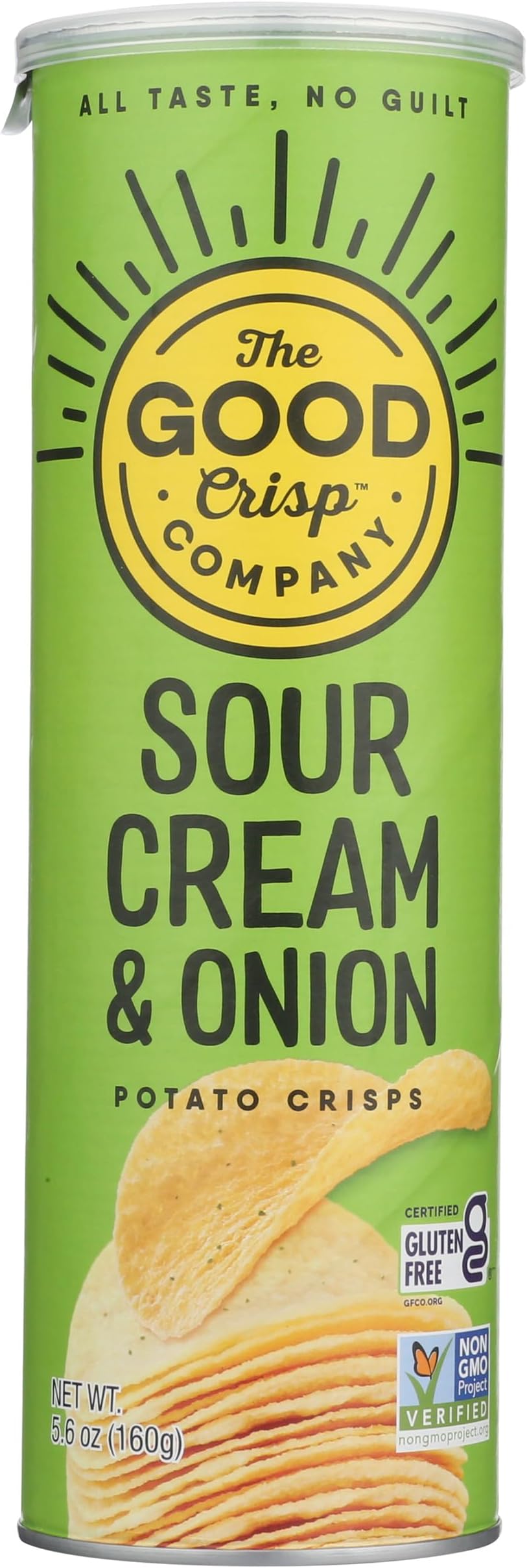 The Good Crisp Company Sour Cream & Onion Gluten-Free Potato Chips, 5.6 Ounce (Pack of 1), Non-GMO & Allergen-Friendly Snacks