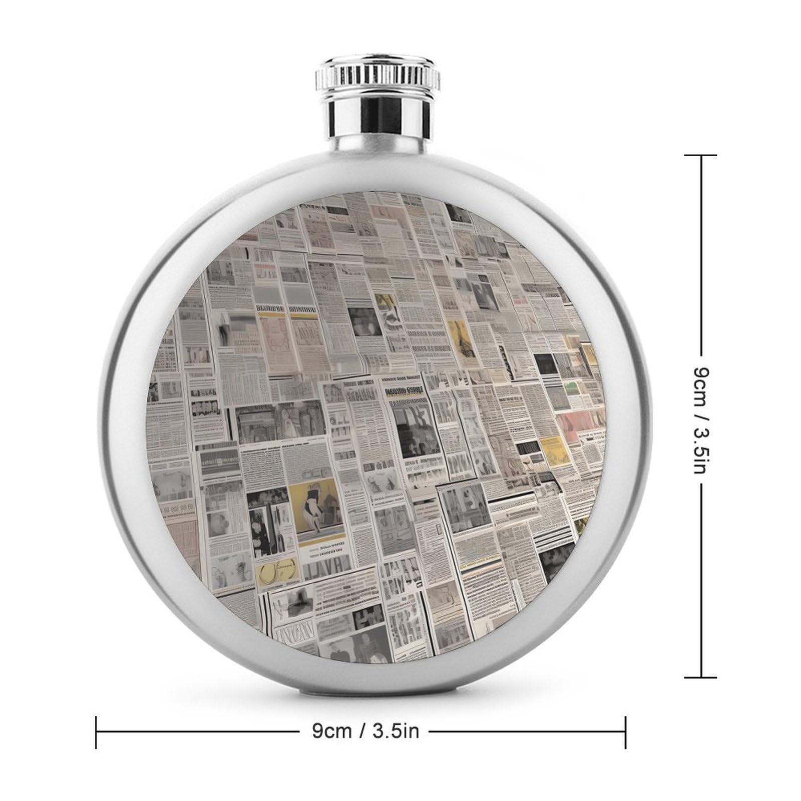 Stainless Steel Wine Bottle Liquor Container Newspaper Print Leak Proof Hip Flask Durable for Camping Hiking Travel Festivals