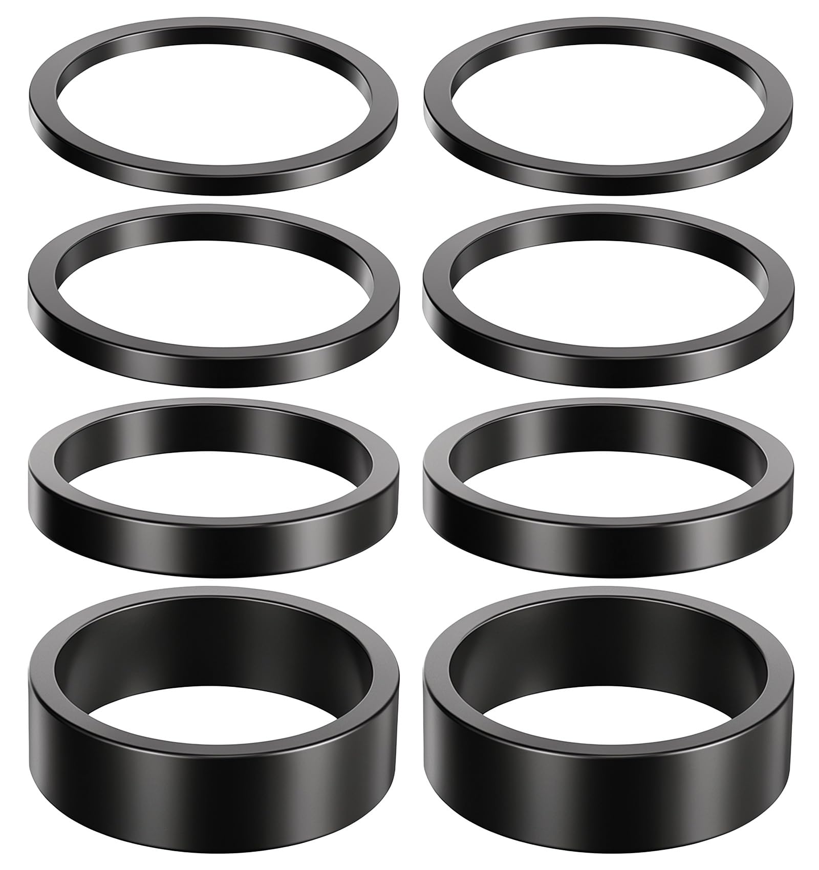 ValueBargain 12 PCS Headset Spacers, 1 1/8" Aluminum Alloy Bicycle Headset Spacer for 28.6mm Stem, 4 Sizes (2mm, 3mm, 5mm, 10mm), Black