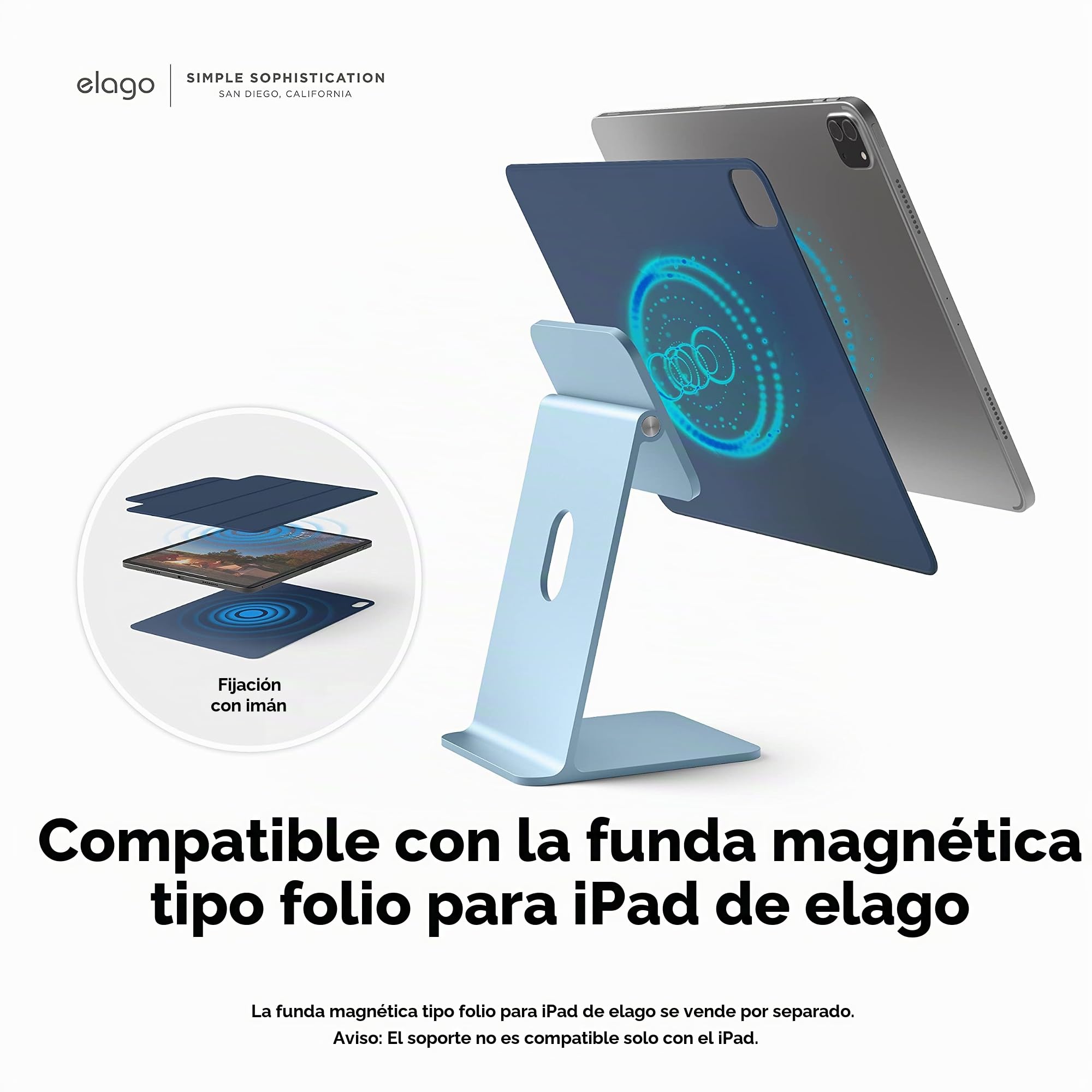 elago Soporte Magnético Premium para iPad Pro/Air/Mini y Nintendo Switch 2 | iPad Pro 12,9” (5.ª/4.ª Gen) y 11” (3.ª/2.ª Gen), iPad Air 10,9” (5.ª/4.ª Gen), iPad Mini 8,3” (A17 Pro/6.ª Gen)