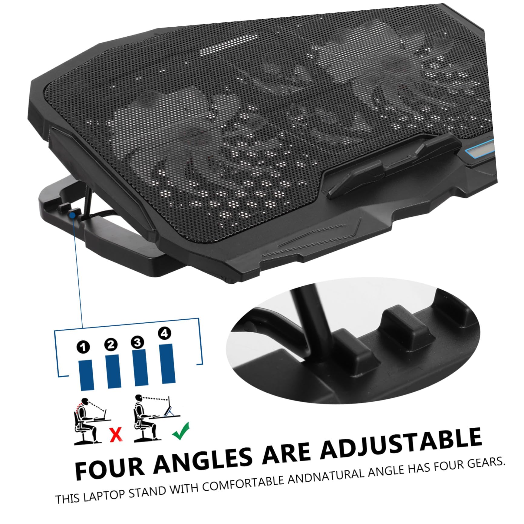BESPORTBLE Soporte Portátil Negro Enfriador Ajustable y Ventilador Silencioso, Material Plástico y Hierro, Adecuado para Decoracion Verano y Prevención Antideslizante
