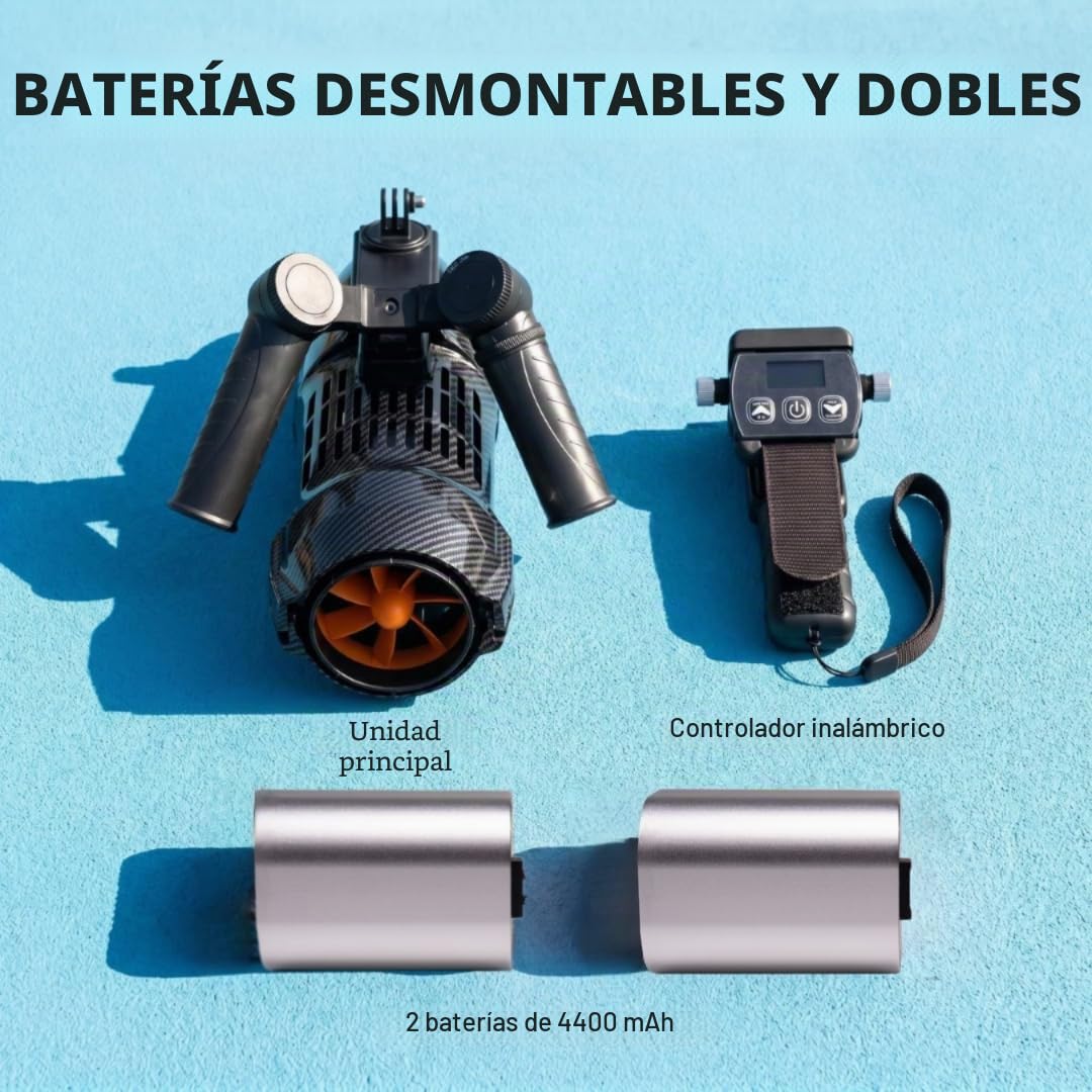 Camolech Aquila Drive CM6-1 - Scooter submarino de batería dual, motor para tabla de remo con 2x4400mAh, propulsor eléctrico de montaje manual/mochila/SUP para buceo, esnórquel en mar, lago y piscina
