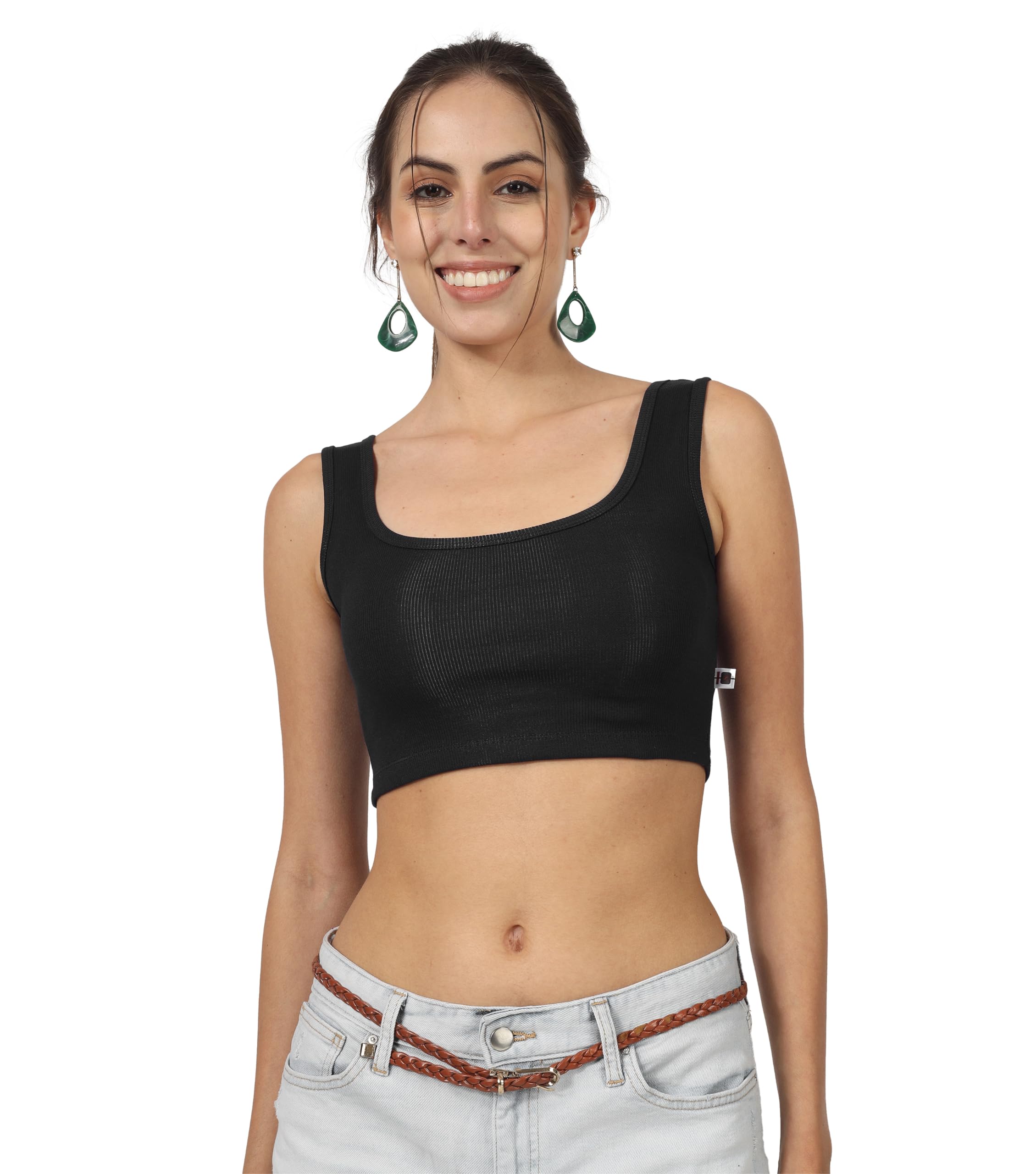Women's Casual Sleeveless Solid Cotton Rib Knitted Square Neck Crop Tank Top for Women-image-32