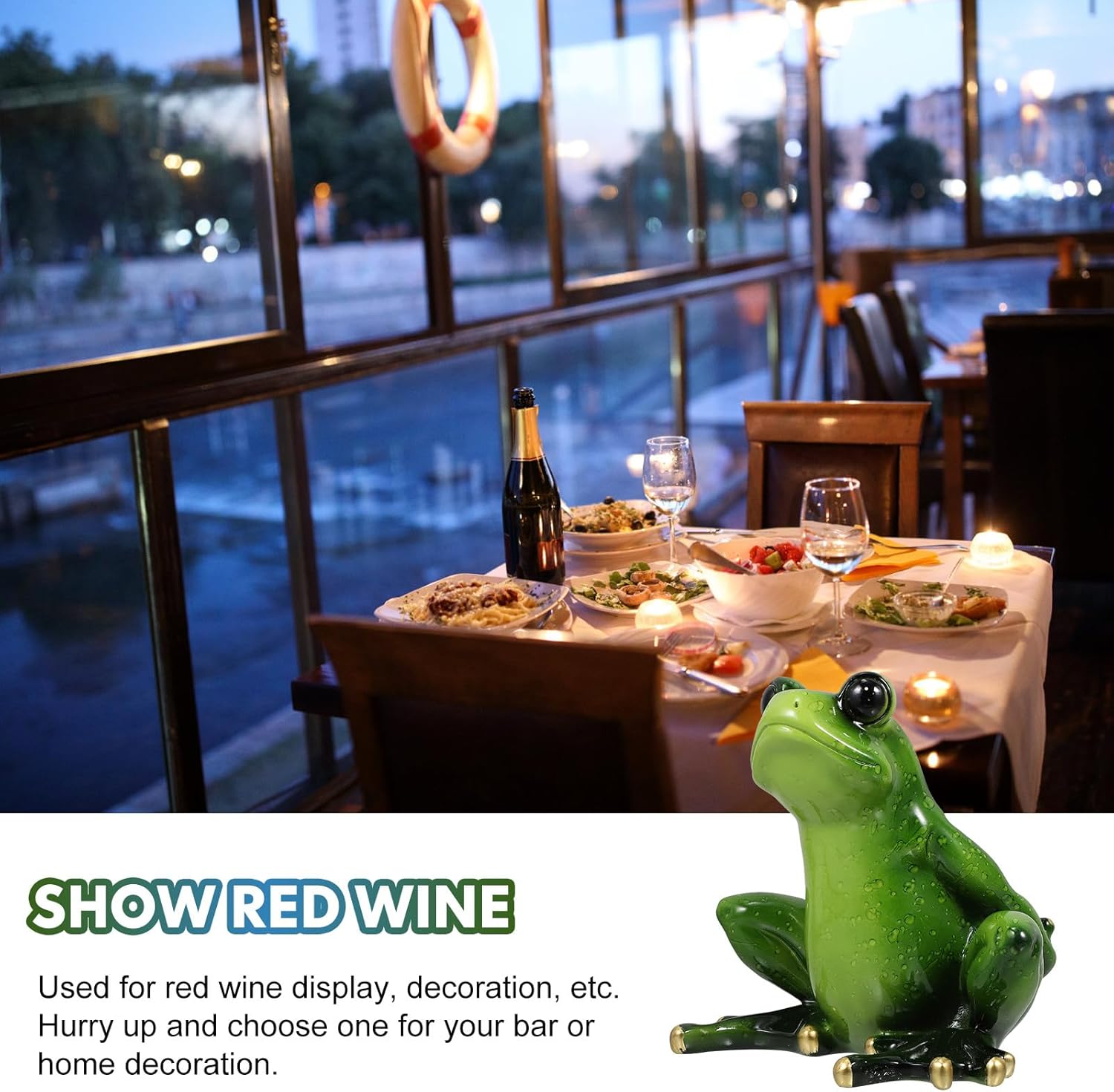 Decorative Resin Wine Bottle Rack Amphibian Style Green Tabletop Wine Storage Shelf Bar Accessories for Home Display