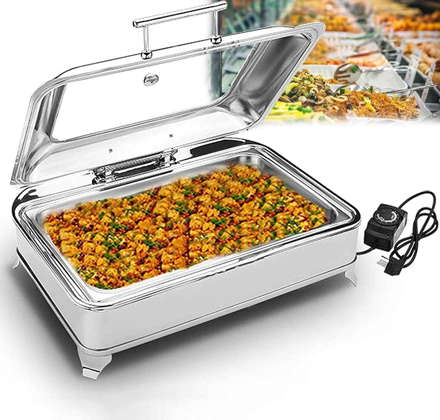 Commercial Stainless Steel Chafing Dish Set, 9L Rectangular