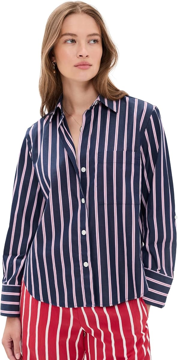 Madewell Women's The Signature Y-Neck Shirt in Poplin