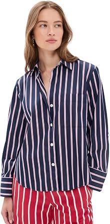 Madewell Womens The Signature Y-Neck Shirt in Poplin