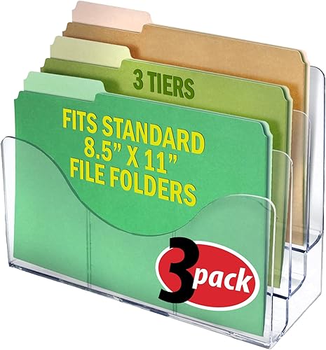 Miniatura 10 de Azar Displays 250099 Soporte organizador de pared de escritorio de tres niveles para archivos y folletos con divisores soporte de exhibición de