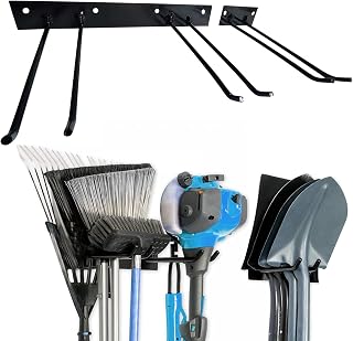 TIOYOTY Garage Storage Racks Set of 4, Wall Mount Garden Tools Organizer, Heavy Duty Yard Tools Hanger, Mop & Broom Holder, Durable Utility Storage Racks, Rakes Shovels Shears Saws Garage Organizer