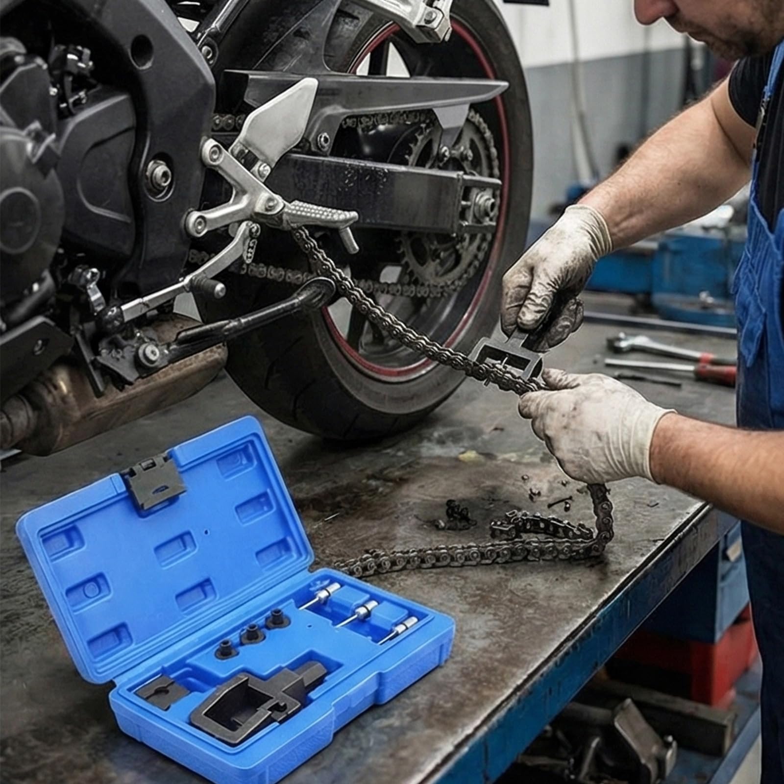 Attrezzi per Catena in Acciaio Che fornisce rimozione e Manutenzione Accurate per i Meccanici Set Attrezzi Multifunzionale Semplice da Usare per motociclette Che per Biciclette Che