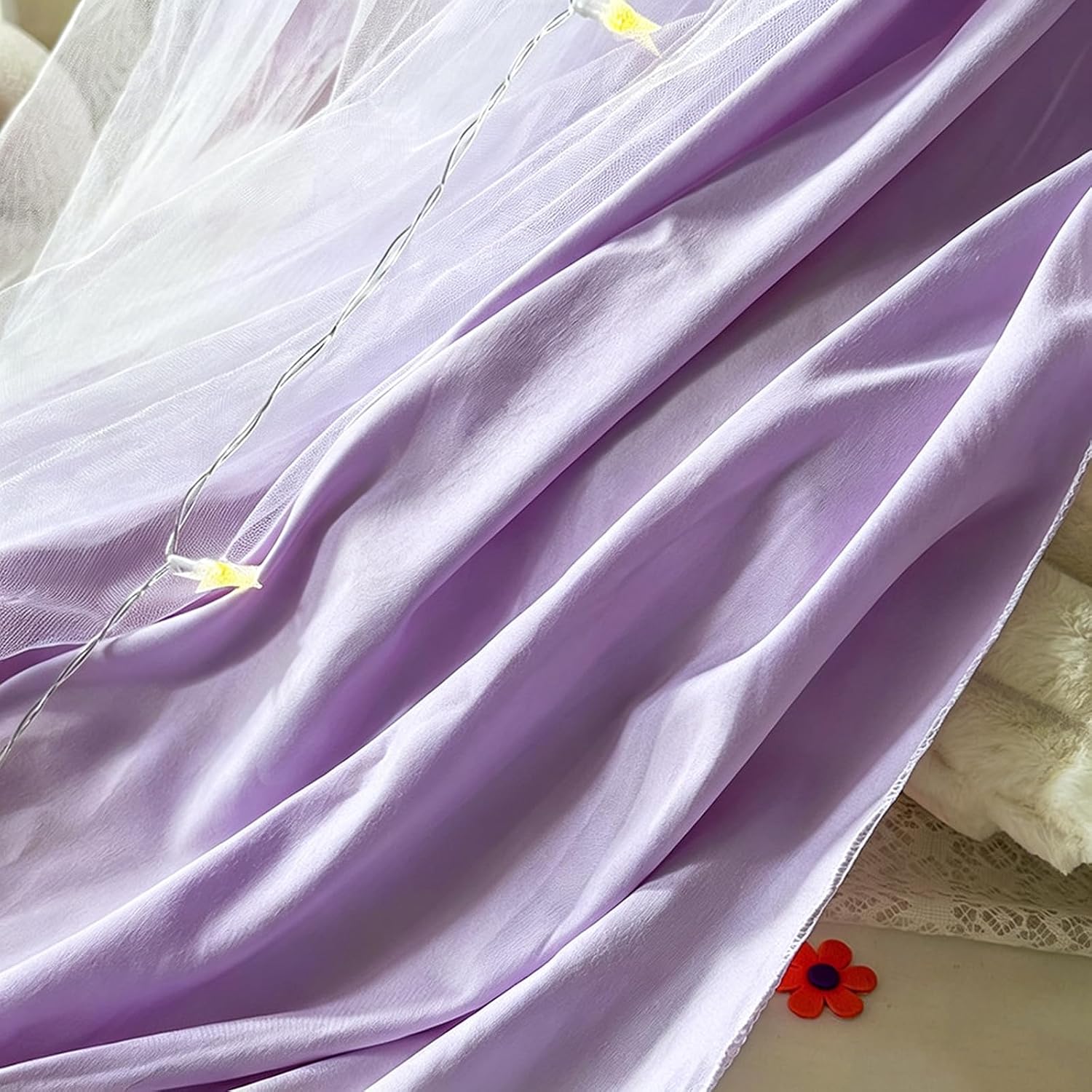 Bed Canopy for Girls, Princess Bed Canopy Mosquito Net, Hanging Dome Bed Tent House Decor Reading Nook(Small, Purple)