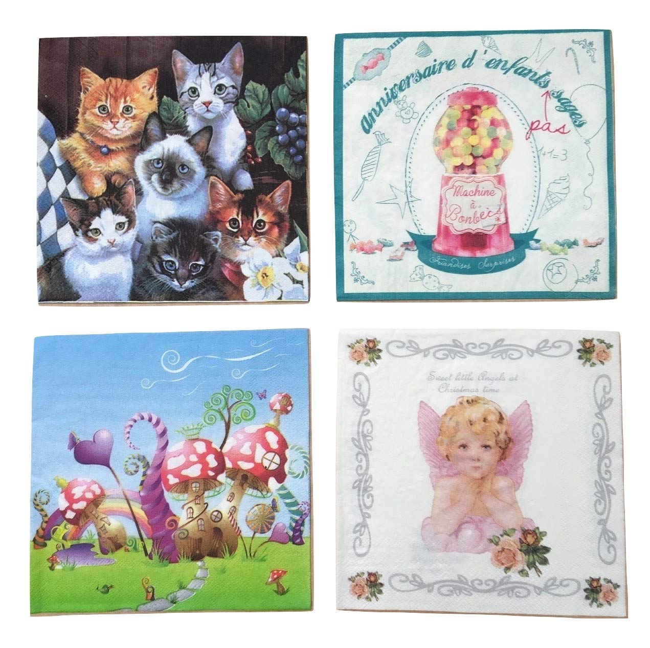 Amazon｜ペーパーナプキン 4種類 各5枚入 紙ナプキン デコパージュ