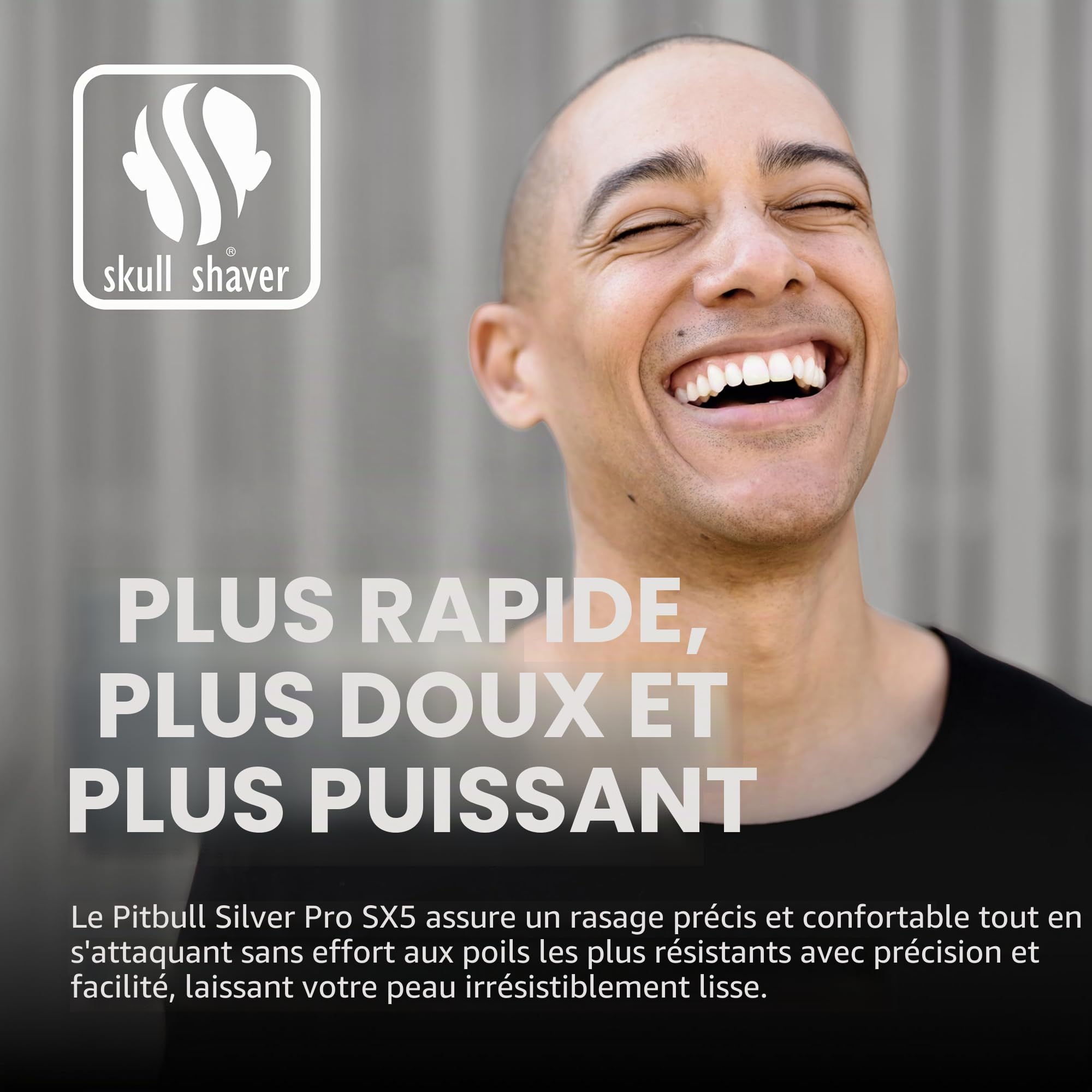 Skull Shaver Pitbull Silver Pro SX5 - Rasoir Tête et Visage - Électrique pour Homme, Humide et Sec, Sans Fil, Résistant à l’Eau - Performances Améliorées