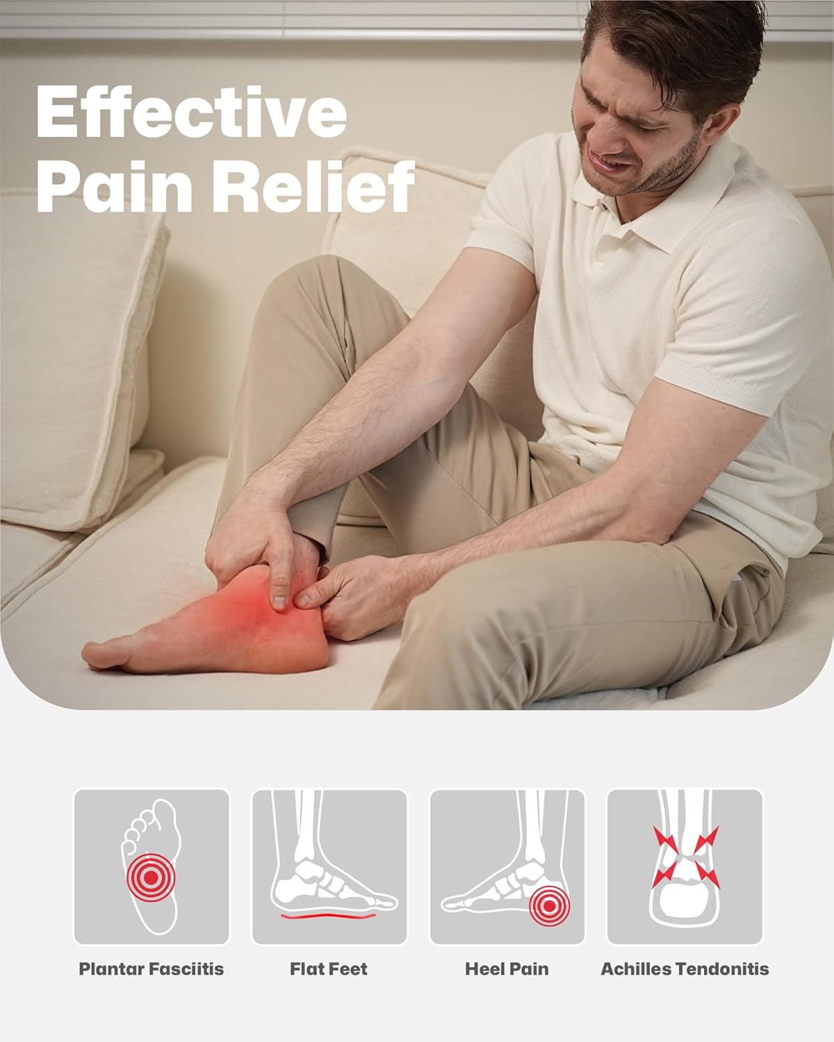 Plantar Fasciitis Feet Insoles Arch Supports Orthotics Inserts Relieve Flat Feet, High Arch (Mens 10-10 1/2 | Womens 12-12 1/2)