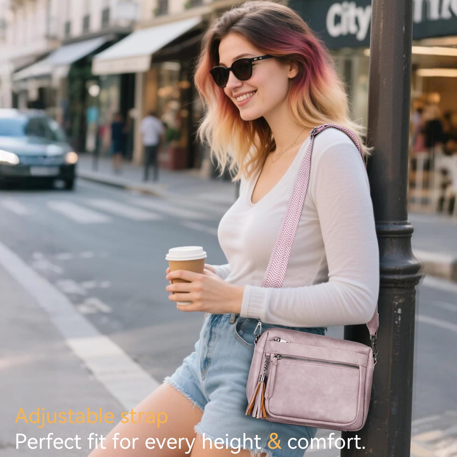 YOVIEE Crossbody Bags for Women Trendy Leather Crossbody Purse Shoulder Handbags Butterfly Design — view 2