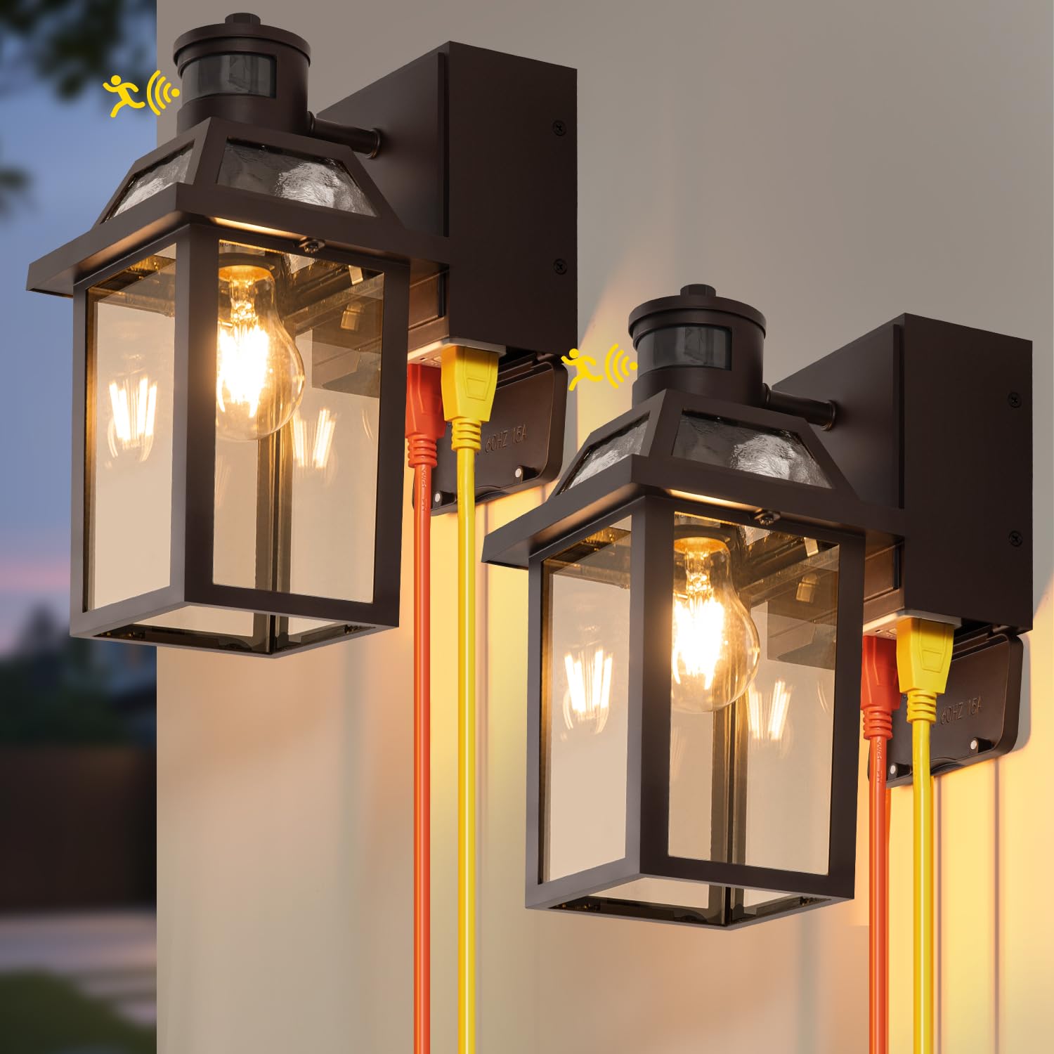 Photo 1 of Yisuro Porch Lights with GFCI Outlet, 2 Pack Brown