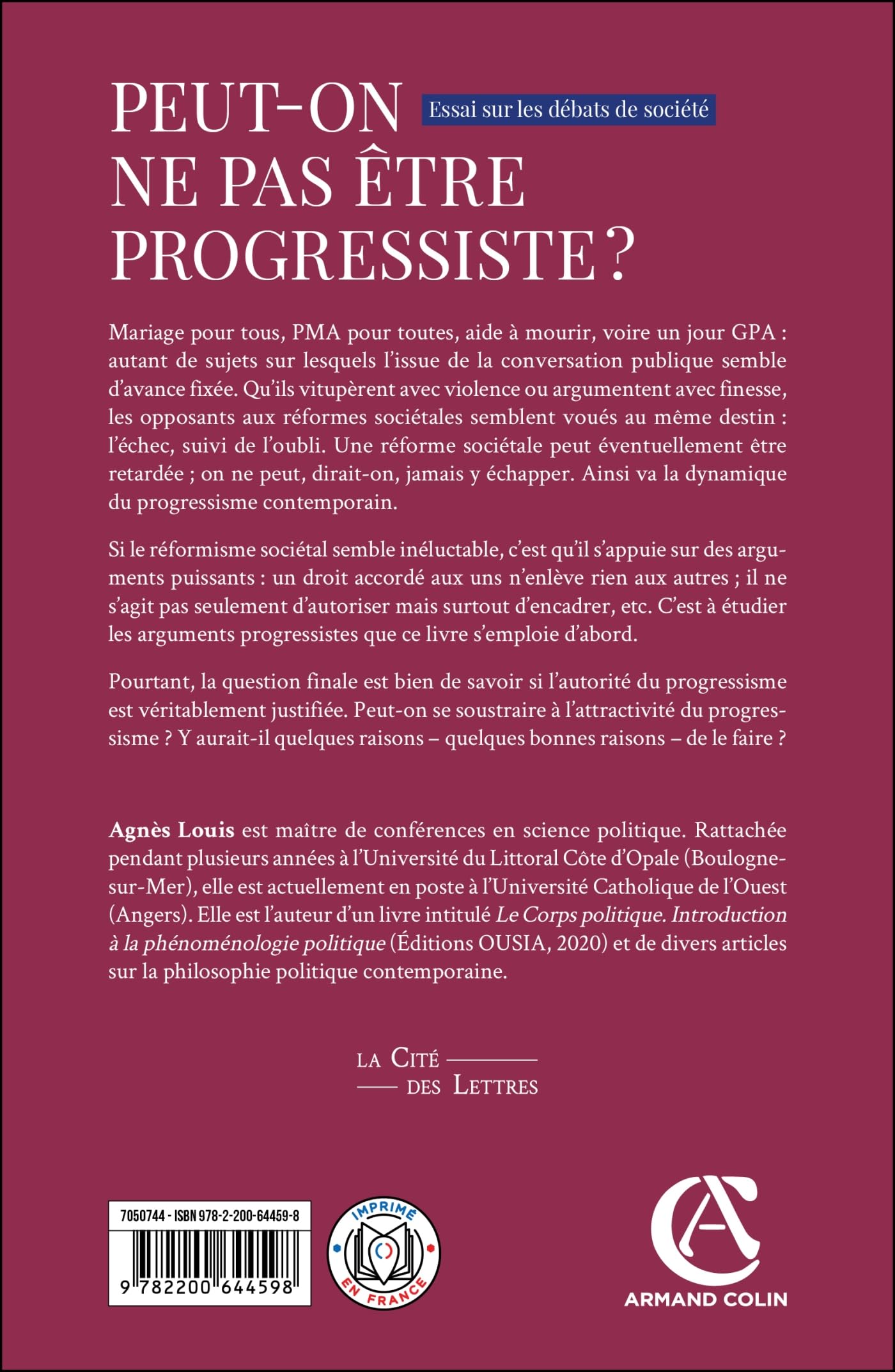 Peut-on ne pas être progressiste ?: Essai sur les débats de société