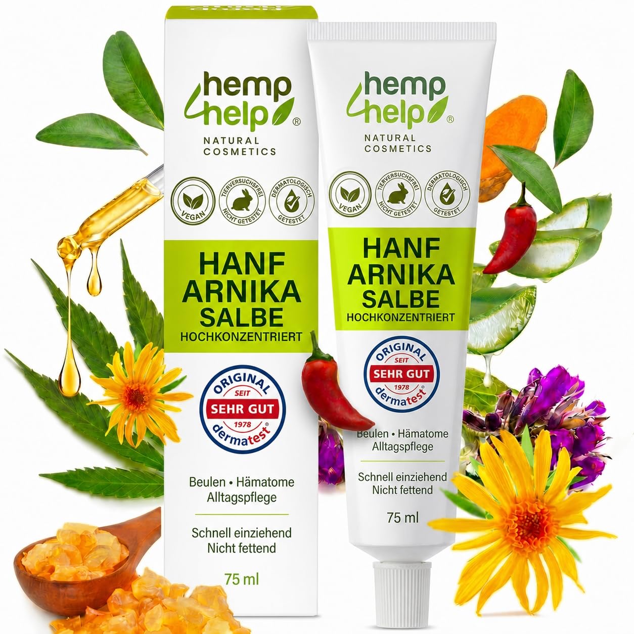Bio Arnika Salbe Hochkonzentriert für Rücken, Nacken, Schultern, Knie & Waden –Wärmende Massagecreme bei beanspruchten Muskeln nach Sport, Garten & Training – mit Hanf, Boswellia, Kurkuma, MSM & Chili