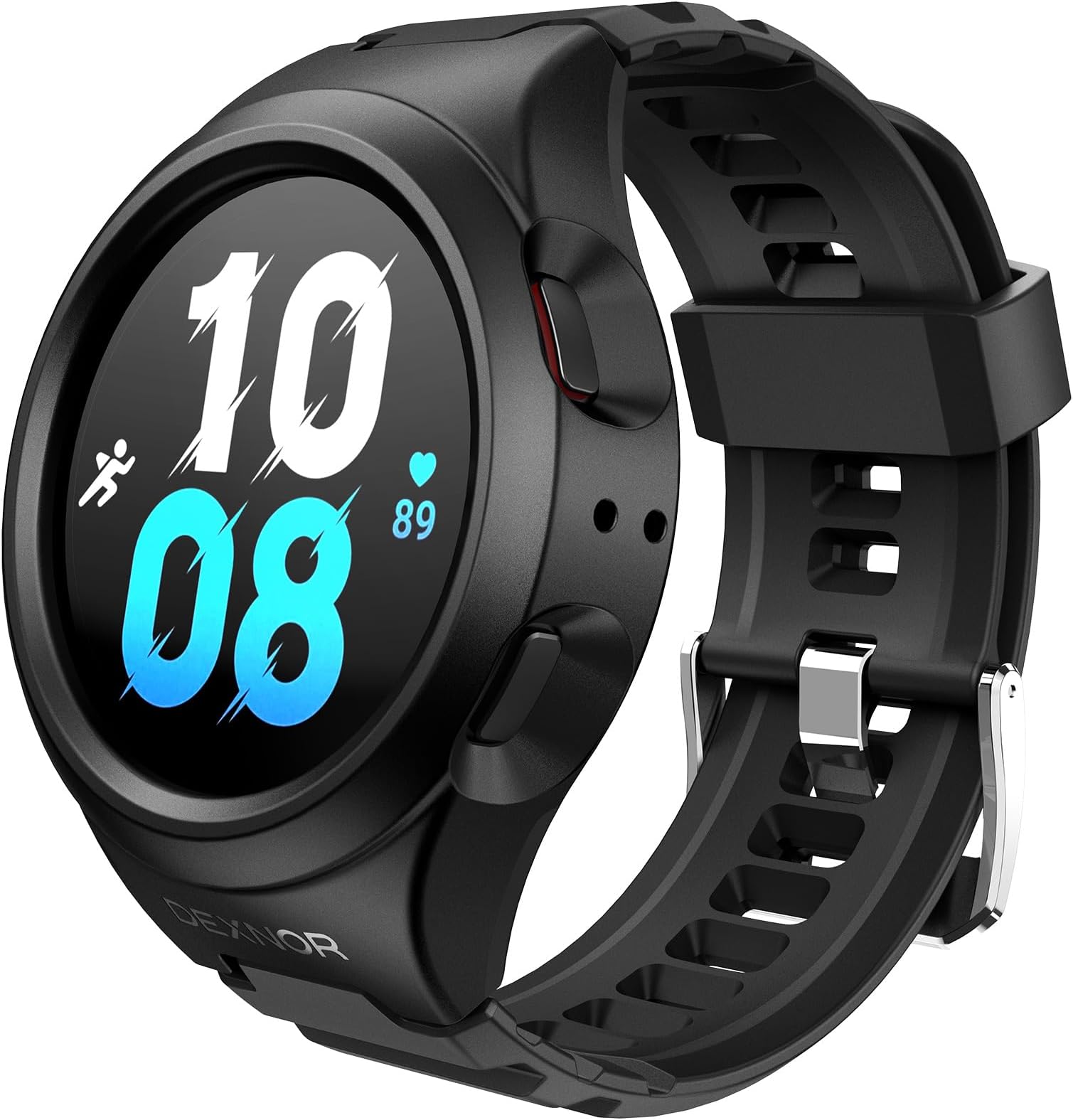 Dexnor Case for Samsung Galaxy Watch 4/5 Band 44mm, New Upgrade [Raised Bezel & Snap-on] Shockproof Case with Adjustable Strap Band for Galaxy Watch 5 (2022)/ Watch 4 (2021), Black