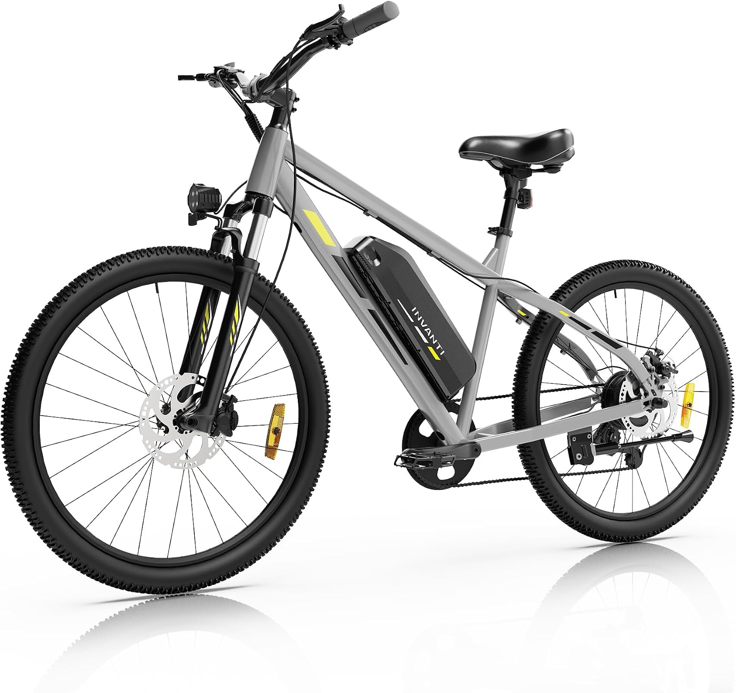 INVANTI Electric Bike for Adults with 45 Miles, Peak 750W Motor, 20 MPH Commuting Electric Mountain Bike with 26" Tires, Front Fork Suspension, 7-Speed Gears, LCD Display and Removable Battery