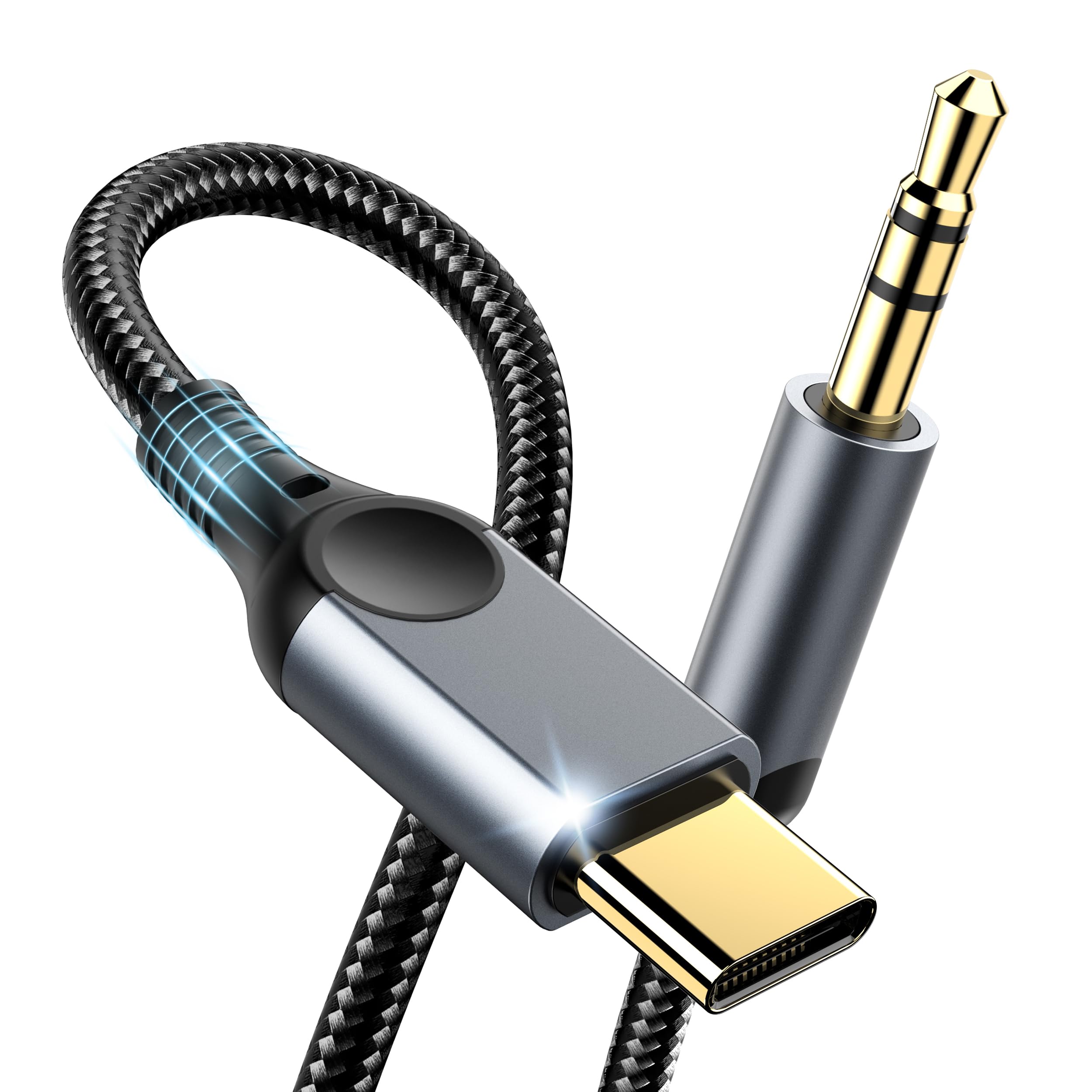 Photo 1 of Aux to USB C Audio Cable [4FT], Type C to 3.5mm Aux Cord Hi-Fi DAC Headphone Jack Adapter Dongle Compatible with iPhone 17/16/15, Samsung S26/S25/S24/S23,iPad Pro,Pixel,Car,Headphones,Speakers-Grey