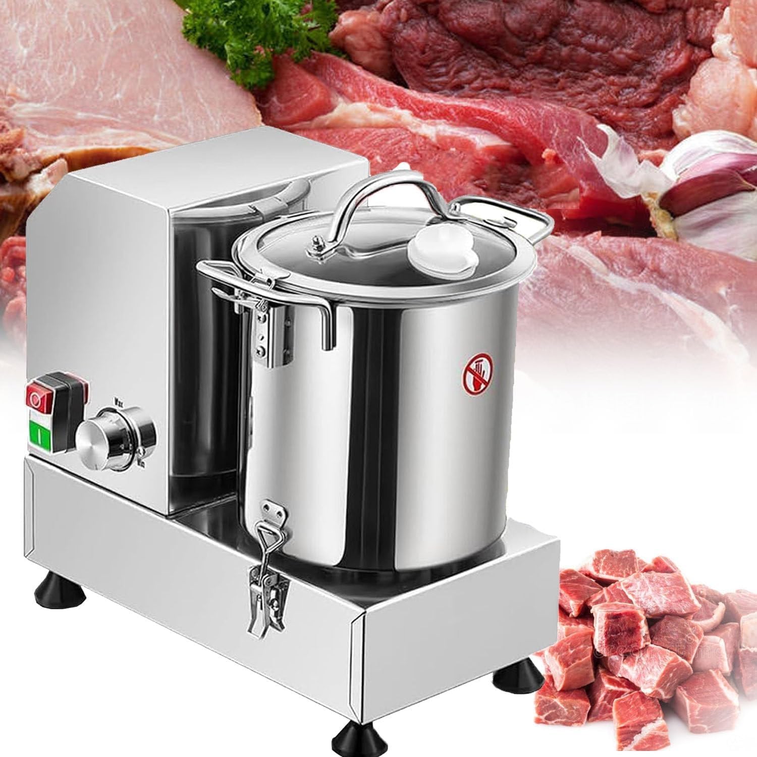 Automatic Food Processor For Restaurant/Home Kitchen, 6/9/15L Commercial Vegetable Chopper Meat Grinder, Food Processor & Vegetable Chopper, Fully Stainless Steel Body & Blade(9l)