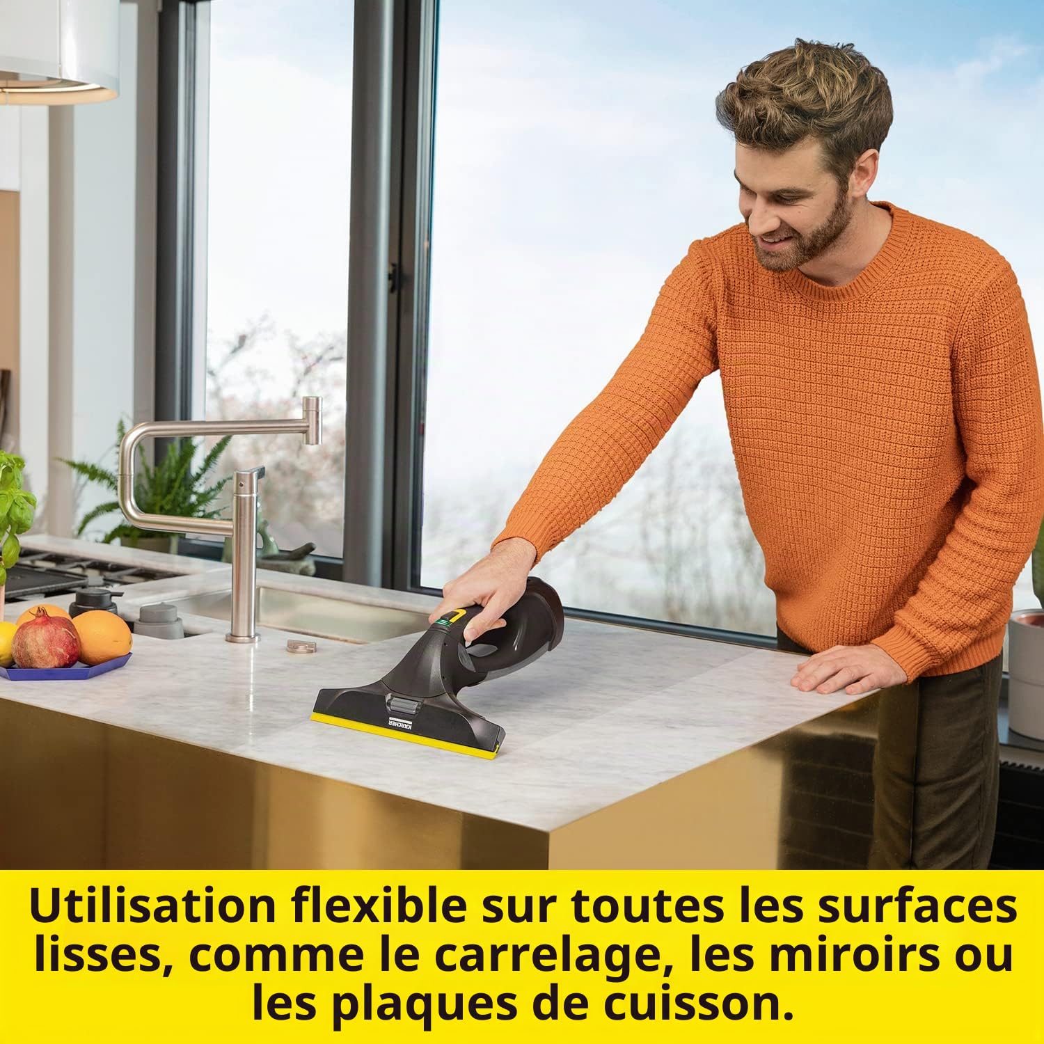 Kärcher WV 5 plus N Black edition, autonomie de la batterie : 35 min, 2 buses d'aspiration - étroite/large, vaporisateur avec housse en microfibre, concentré de nettoyant pour vitres 20 ml