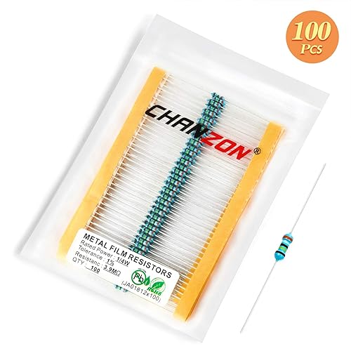 Vista 312 de Chanzon 100pcs 1/4W (0.25W) 33K Ω ohmios Resistencia fija de película metálica 0.01 ±1% Tolerancia 33KR MF Resistencias de orificio pasante