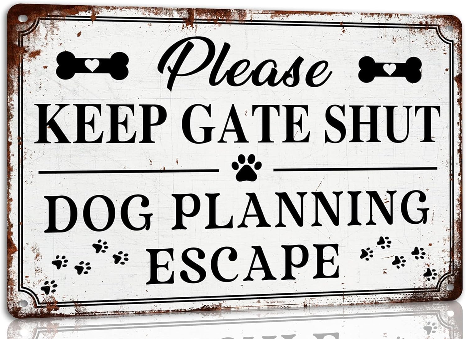 Please Keep Gate Shut Dog Planning Escape Vintage Metal Tin Sign Funny Dog Door Sign for Home Outdoor Yard Front Gate Decor Accessories 5.5x8inch