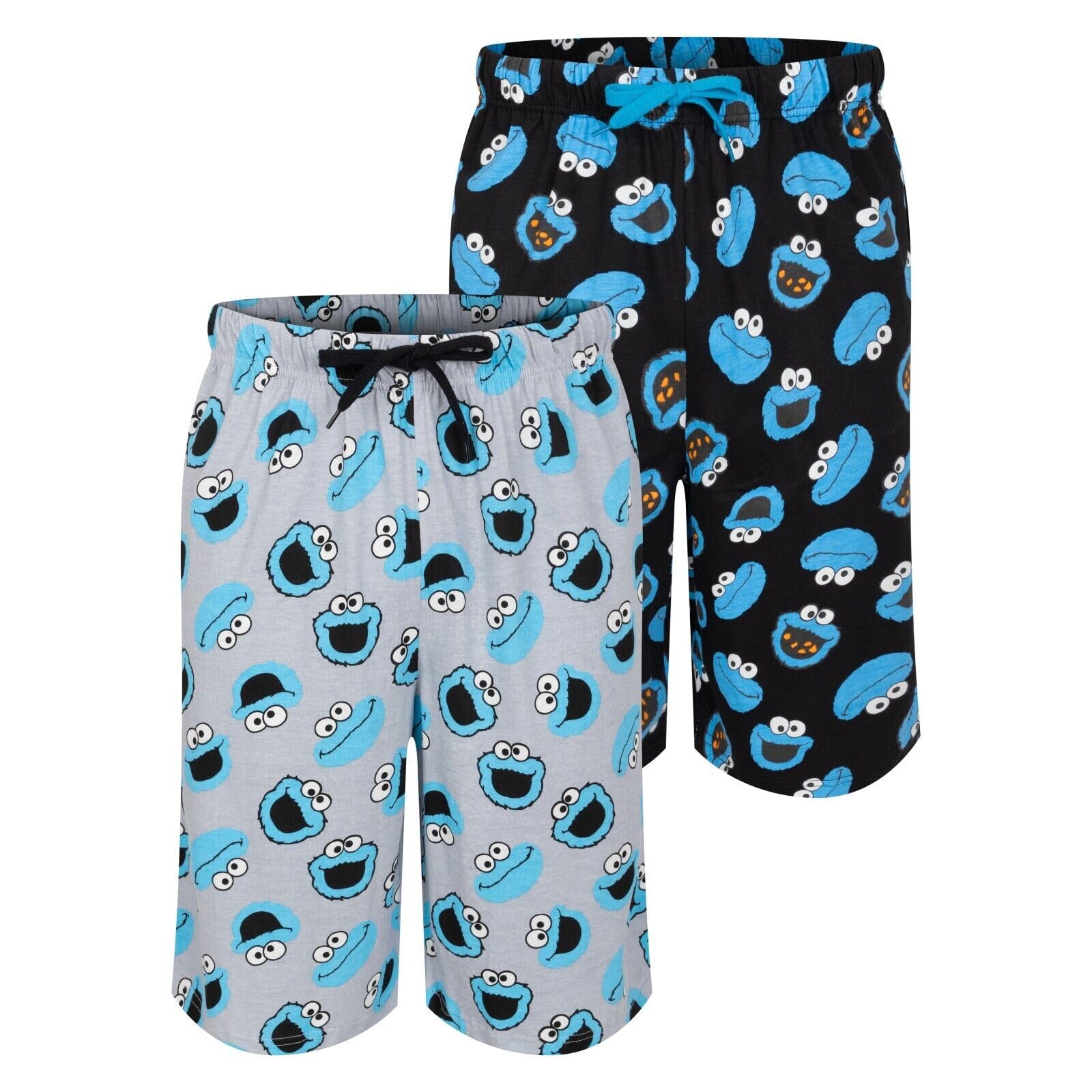 Ex UK Store Mens 2 Pack Pyjama Shorts Cookie Monster Lounge Sleep Shorts M to 2XL Multipack