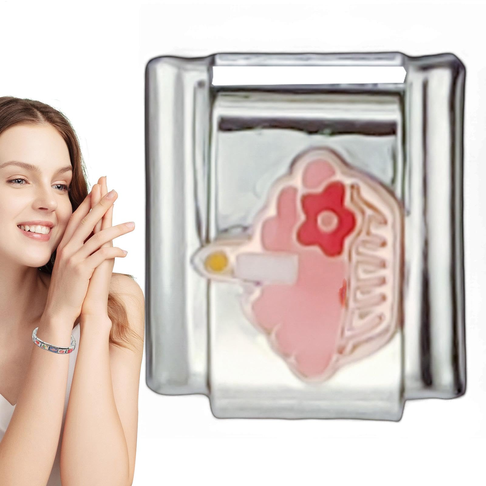 Dije de pulsera con dijes italianos,Dije de pulsera italiano | Dije intercambiable con eslabones de pulsera de acero inoxidable,Pulseras con dijes de eslabones de 1 cm para eslabones de pulsera con di