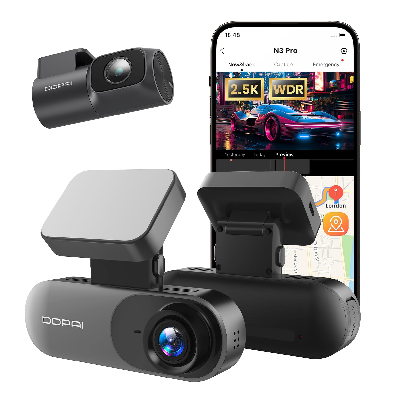 DDPAI Dual Channel Dash Cam for Car Front and Rear | 1600P Front + 1080P Rear Camera | F1.8 Aperture, Night Vision, 265° Wide Angle, G-Sensor, WiFi, Super Capacitor, Upto 256GB Storage-image-25