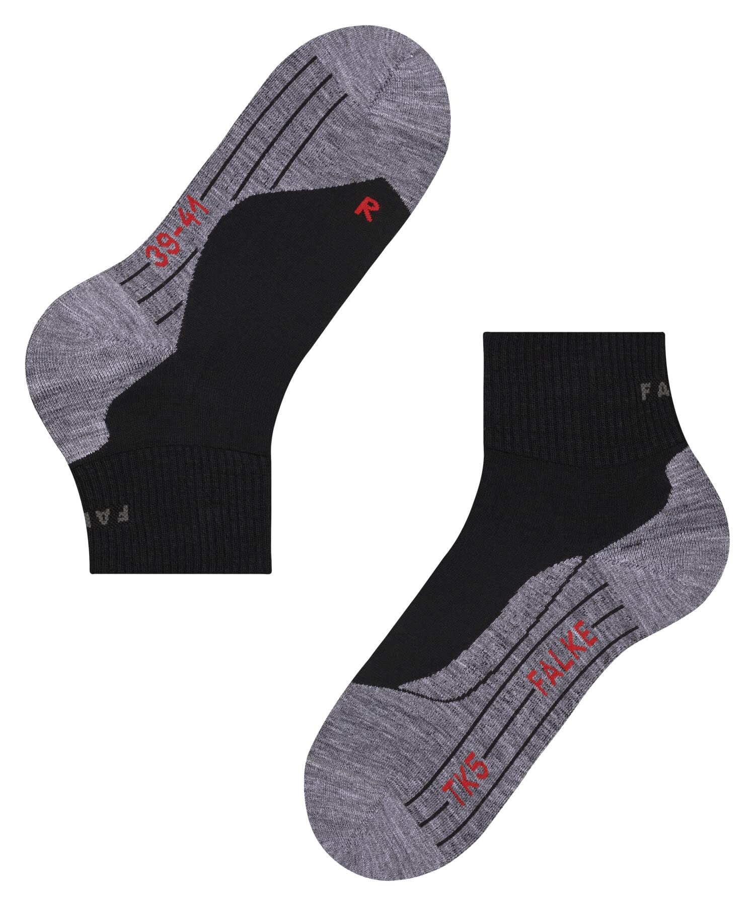 FALKE Mężczyźni Skarpety do wędrówek TK5 Wander Short M Sso wełna materiał funkcjonalny przeciw pęcherzom cienkie 1 Para, Czarny Black-Mix 3010, 46-48
