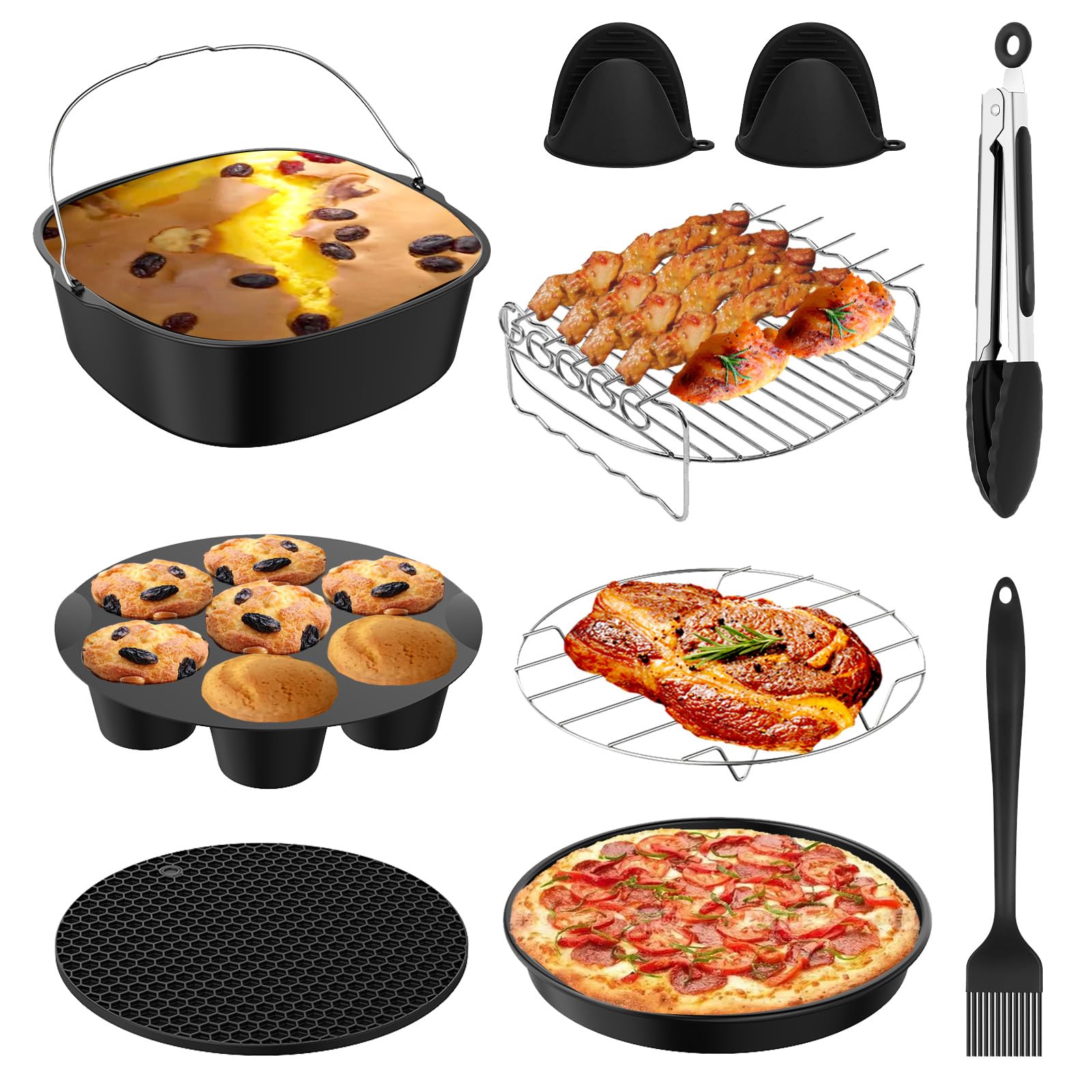 Airfryer Zubehör für COSORI XXL 5,5L 6,2L Heißluftfritteuse Zubehör Kompatibel Turboblaze XXL 6L, Cecotec, Tefal, Ninja Pro Max 6,2L BPA-frei Russell Hobbs 8L/8.3L Heißluftfritteuse Zubehör
