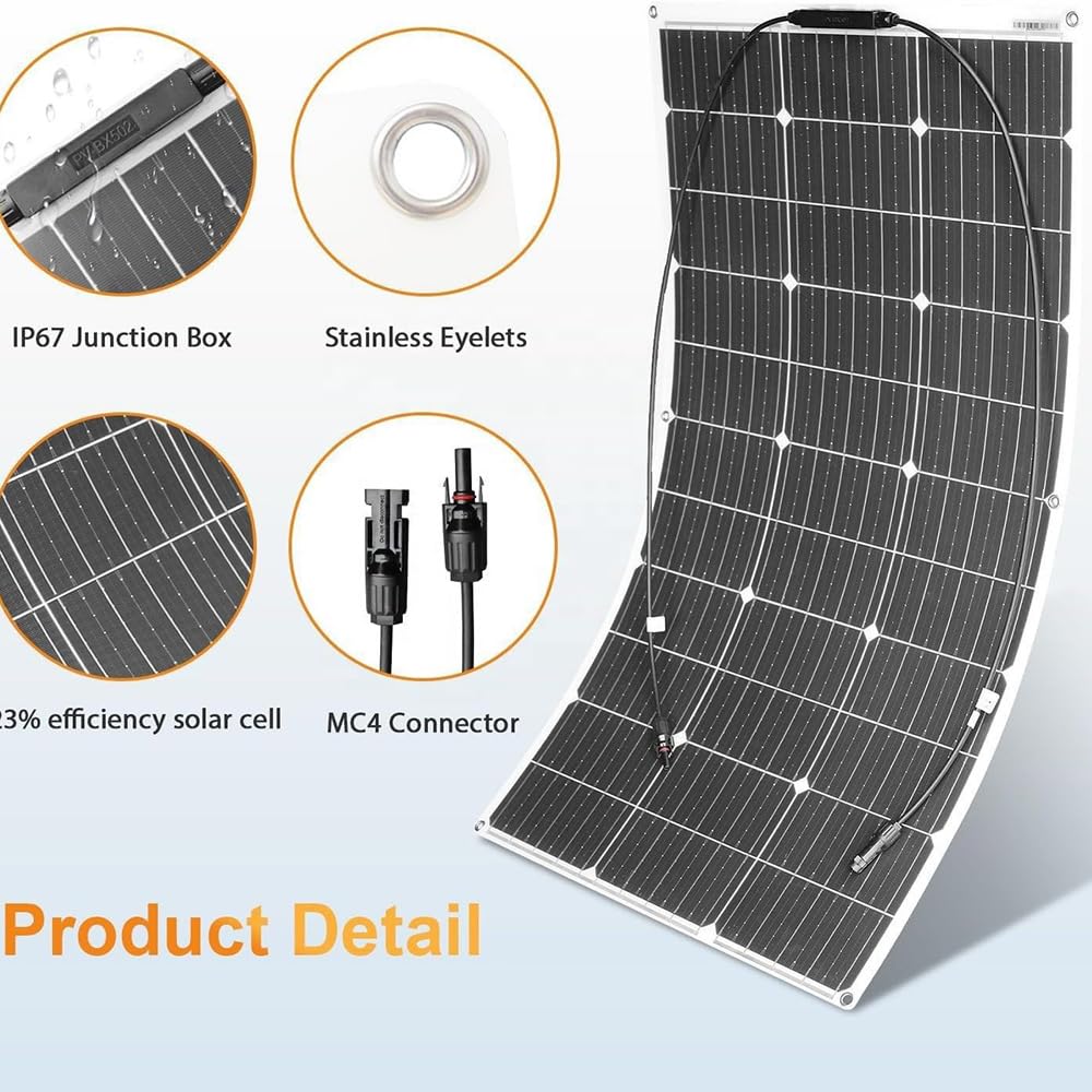 Pannello Solare Portatile Pannello Solare Di Ricambio Modulo Solare Pieghevole Array Solare Monocristallino Impermeabile Pannello Solare Flessibile Pannelli Solari Flessibili Camper,100W
