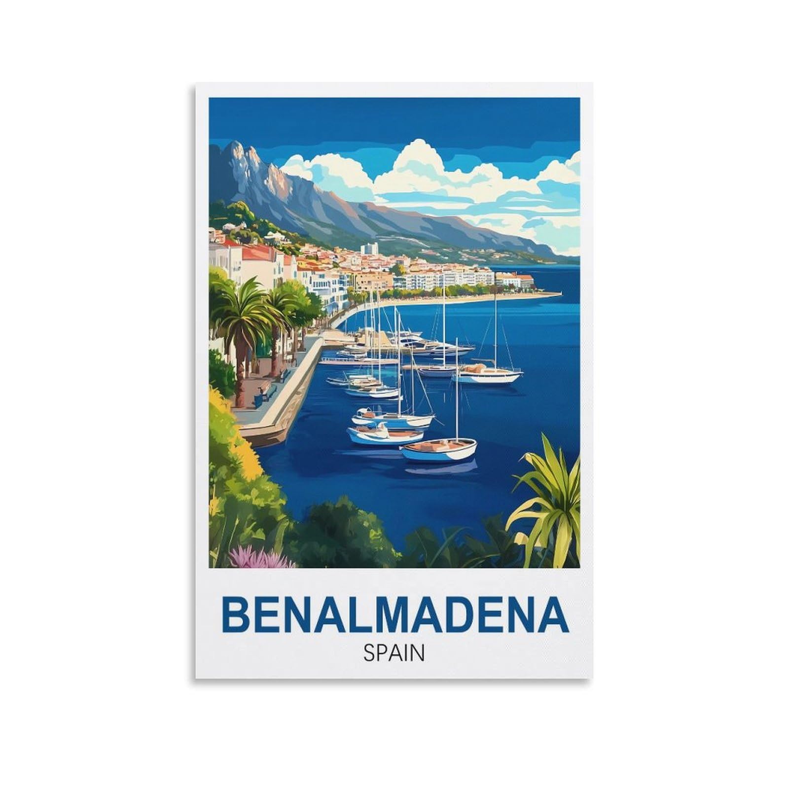 Xllyxygjq Unframe-Style Benalmadena Spain Vintage Travel Posters 08X12inch(20X30cm) Canvas Wall Art Poster Print Artwork Painting Picture For Home Decoration Living Room Office Bedroom