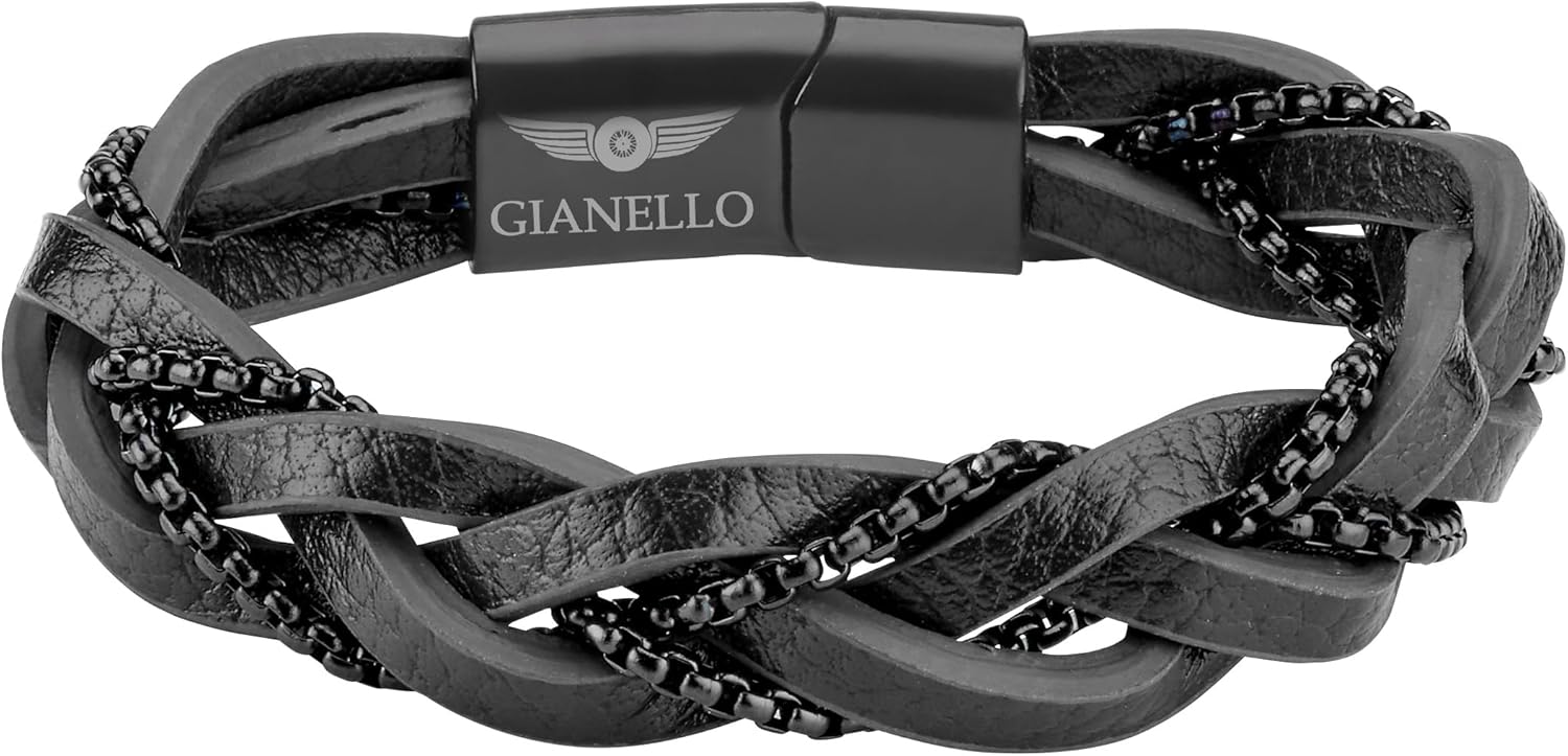 Gianello Handmade Men's Rope Twist Bracelet (Large-8.5 inch)