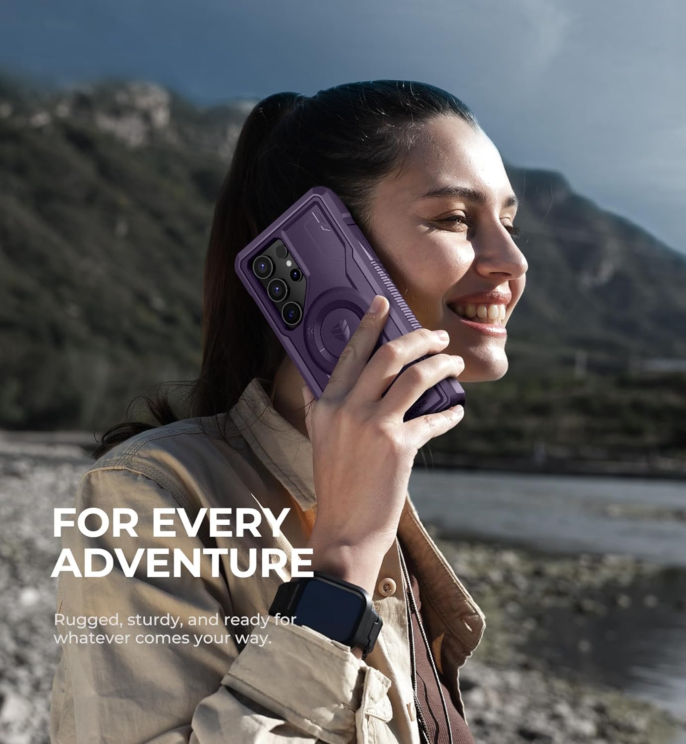 Dexnor Magnetic Case for Samsung Galaxy S24 Ultra Case, Compatible with Magsafe, 2 Front Frames & Built-in Screen Protector, Bumper Rugged Shockproof Full-Body Protective Cover with Kickstand,Purple