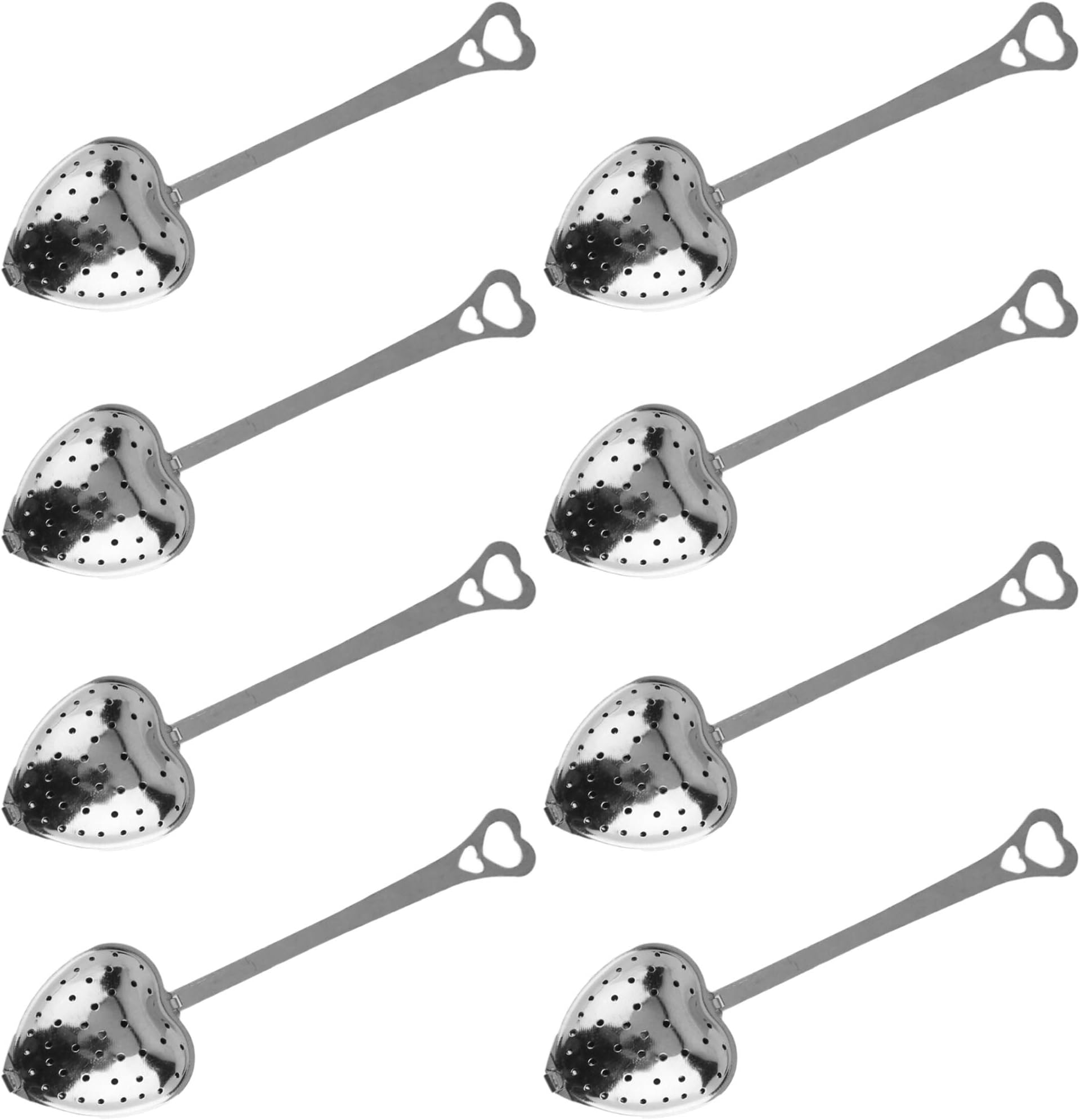 EOPER Tea Filter Long Grip Infuser Spoon Stainless Steel Mesh Heart Shaped Tea Strainer Steeper for Loose Leaf Tea and Mulling Spices, Set of 8 Tea Infuser Spoon
