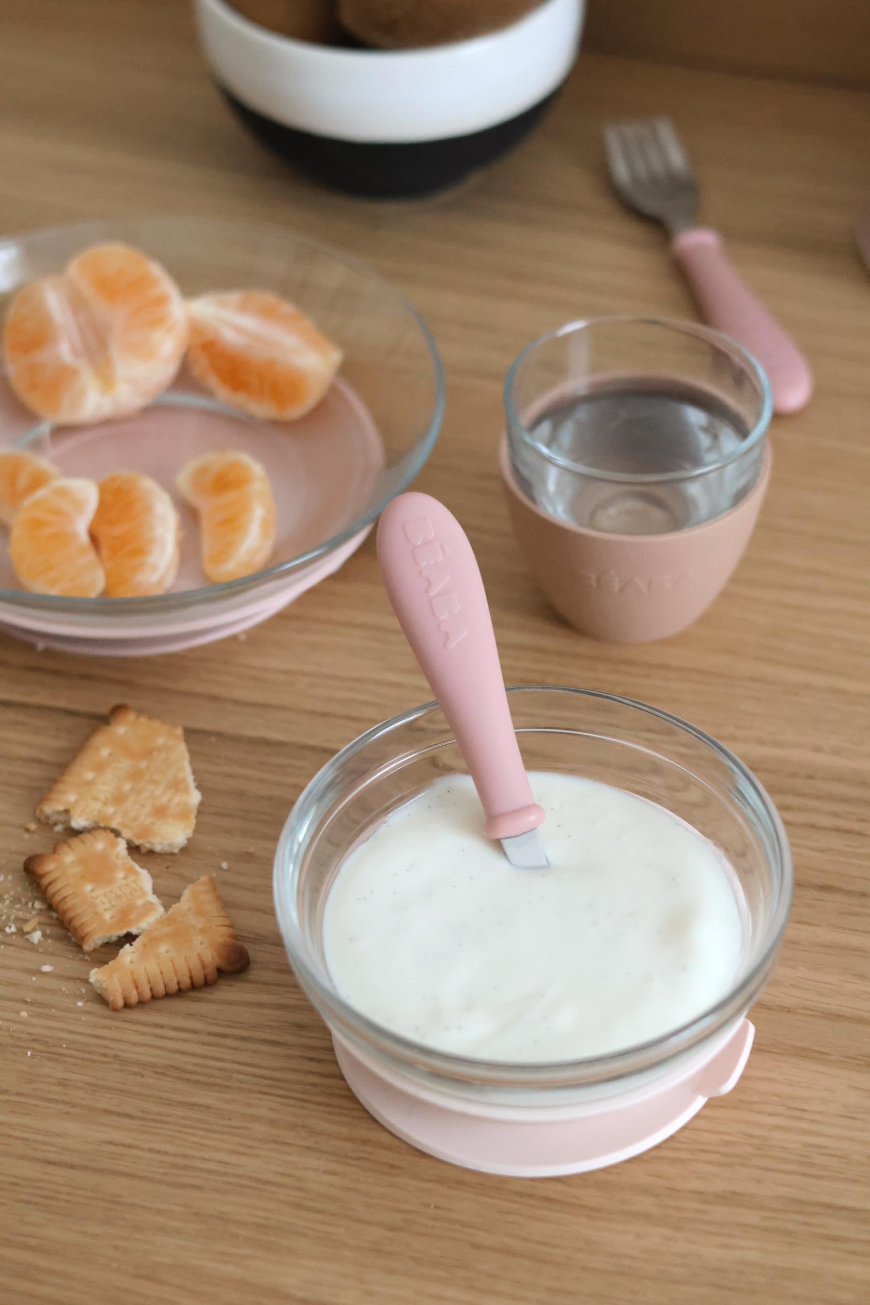 BÉABA & Duralex, Coffret Repas Enfant en Verre, Assiette, Bol, Verre avec Ventouse Silicone, Ergonomique, Evolutif, Sain, Durable, Made in France, Barbe à papa