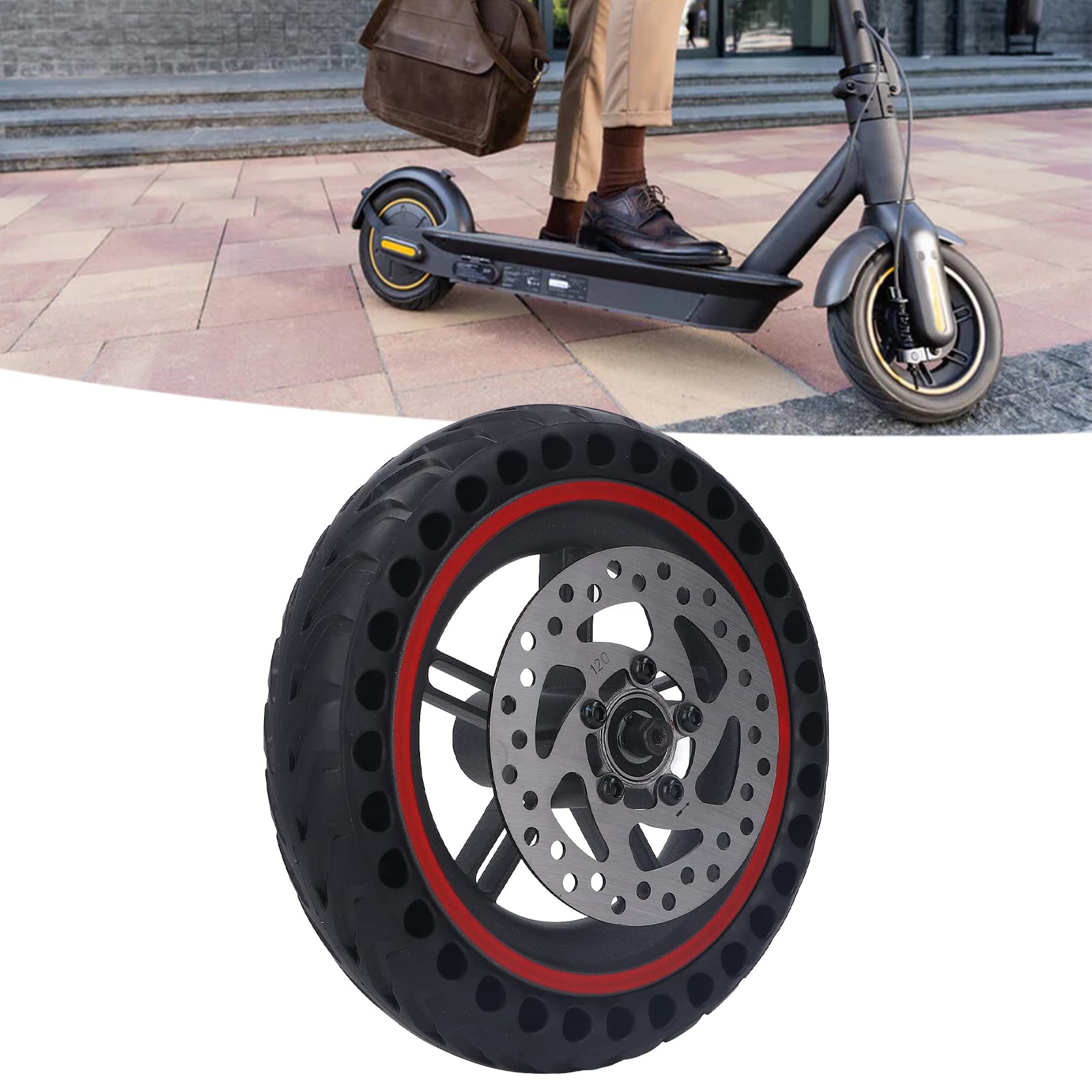 Conjunto de Rueda Trasera de Scooter eléctrico neumático Celular de Scooter eléctrico con 120 mm de Disco Freno Rojo Capacidad de rodamiento Fuerte para pro2 m3