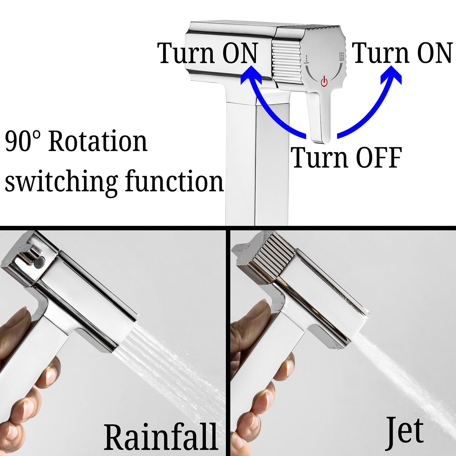 Bidet Handbrause für Toilette Armaturen WC Mit Dual-Modus (Jet/Stream) - Messing Wandhalterung für Waschbecken, Bad, Küche Mit 1.2M Schlauch, Chrom